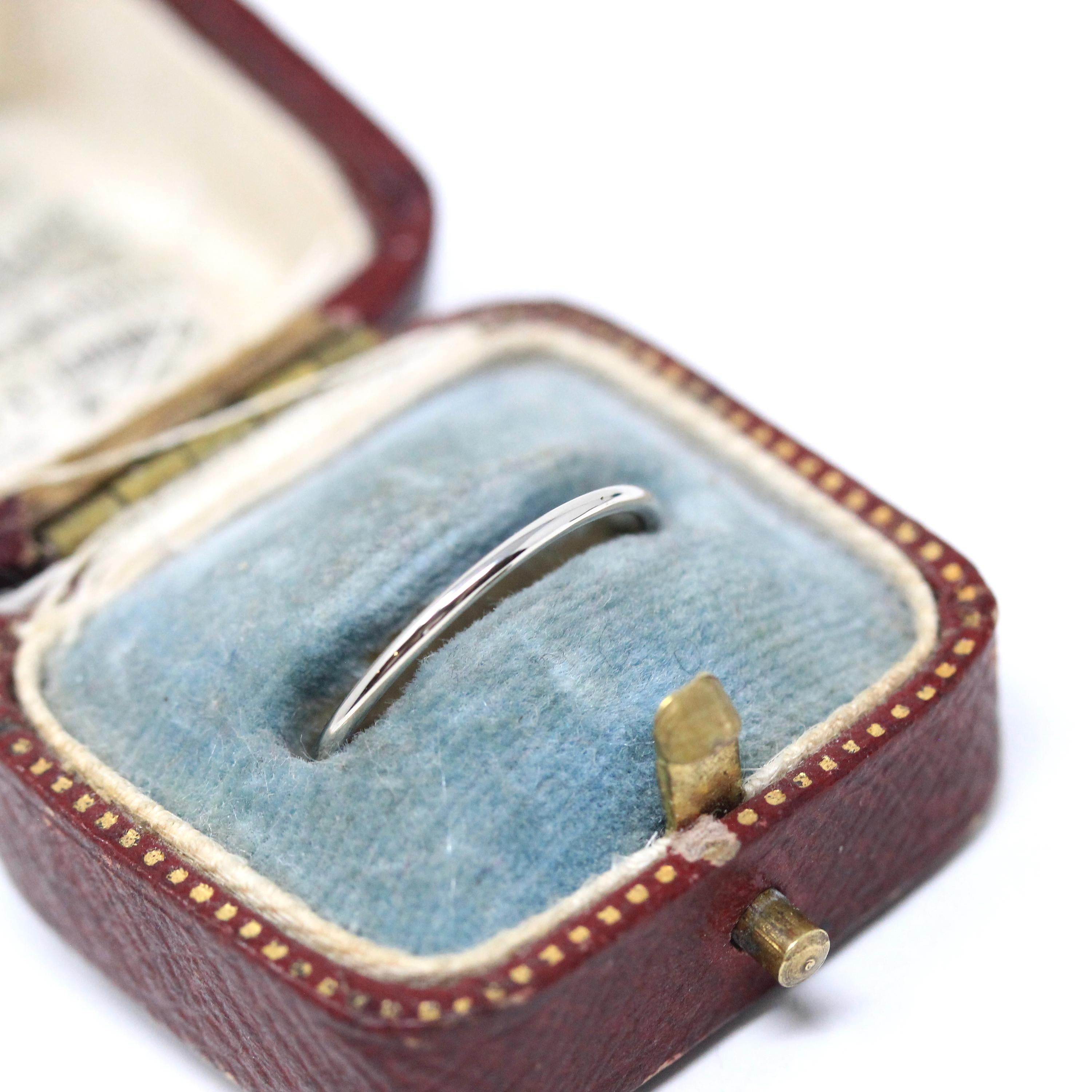 Art Deco Dainty Band - Vintage 10k White Gold Stick Pin Conversion Stacking Ring - Circa 1930s Era Size 6 1/4 Minimalist Fine Jewelry