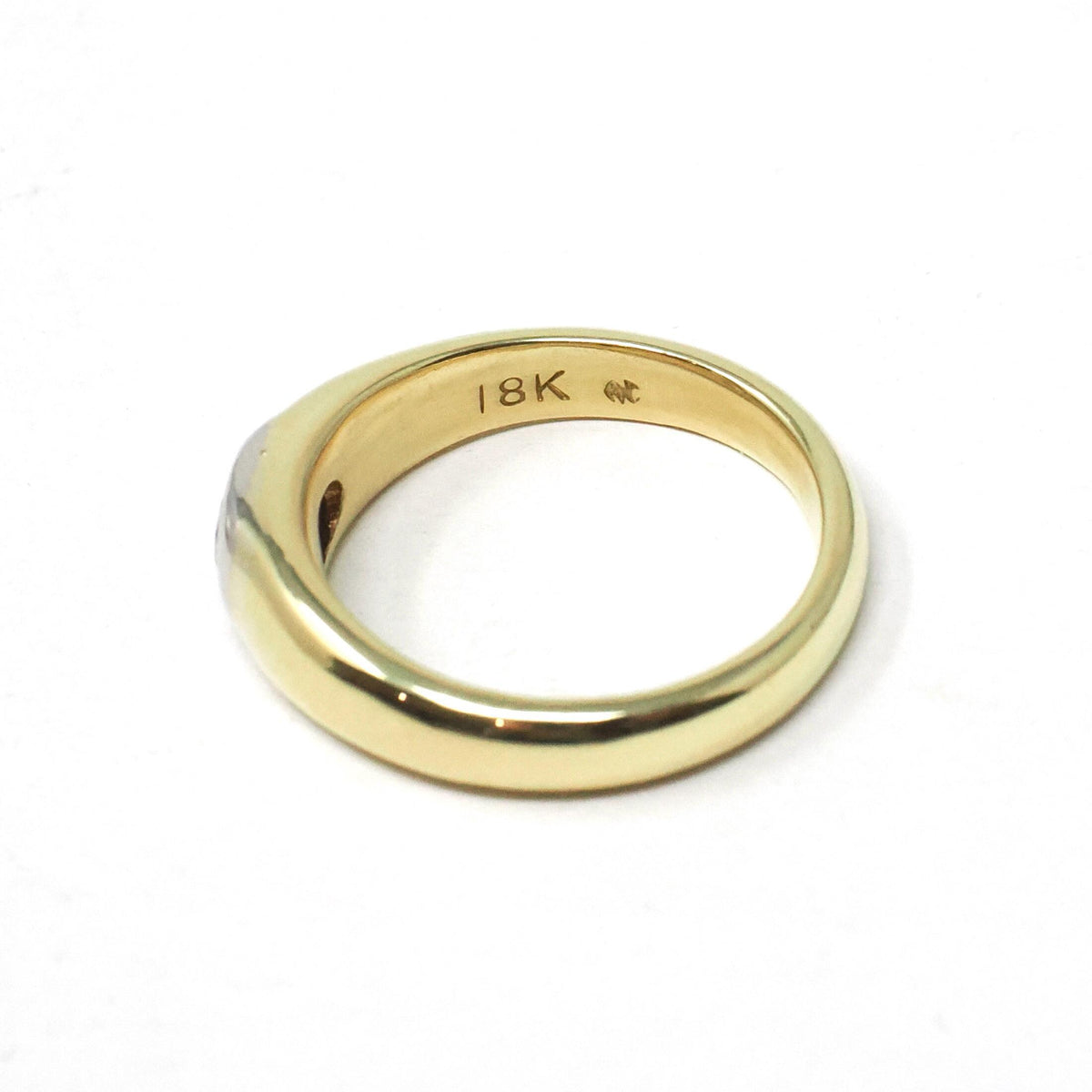 Flush Set Diamond Ring - Modern 18k Yellow Gold Platinum Two Tone .26 CT Natural Oval Unisex Engagement - Estate Size 6 Bridal Fine Jewelry