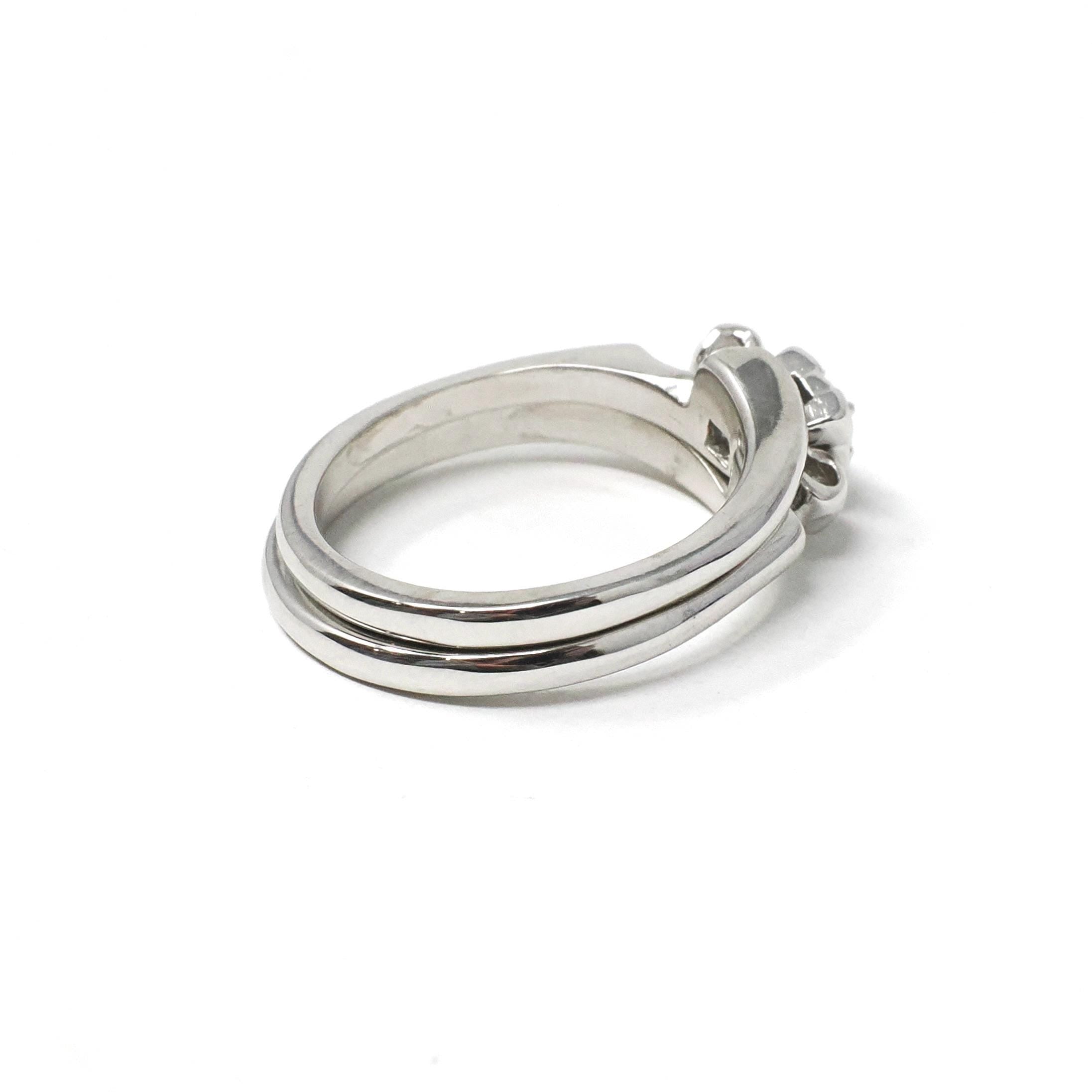 Vintage Wedding Ring Set - Mid Century 14k White Gold Illusion Diamond Engagement & Wedding Band - Circa 1950s Era Size 6 1/2 Fine Jewelry