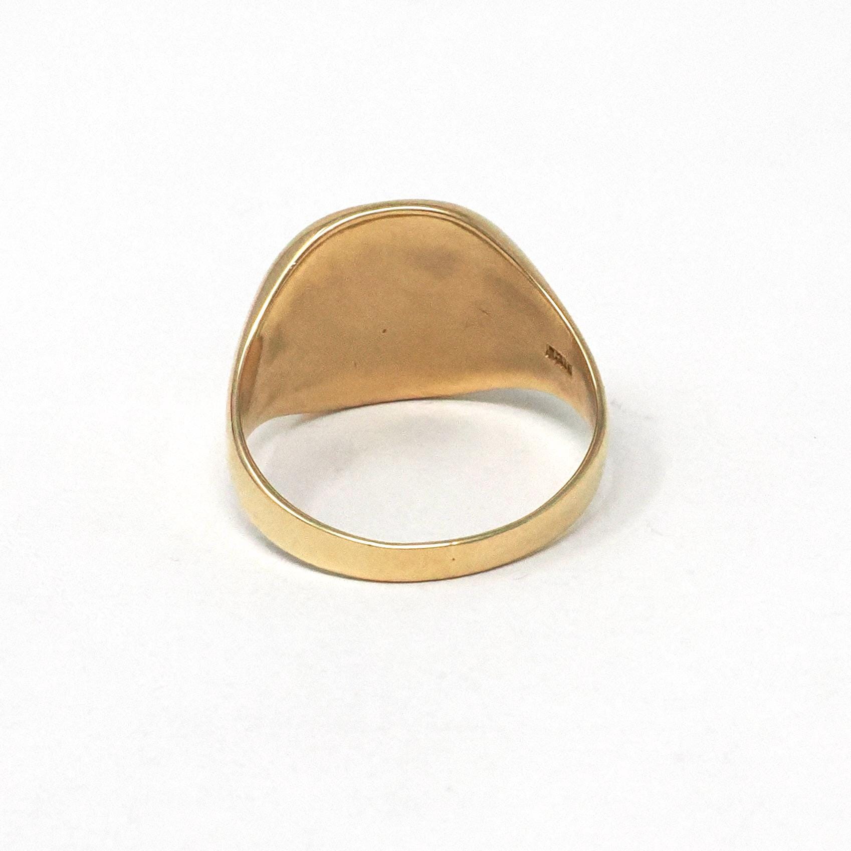 Mid Century Signet Ring - Vintage 10k Yellow Gold Letter Initial Men's Unisex Statement - Circa 1950s Size 10 Engrave 12-25-54 Fine Jewelry