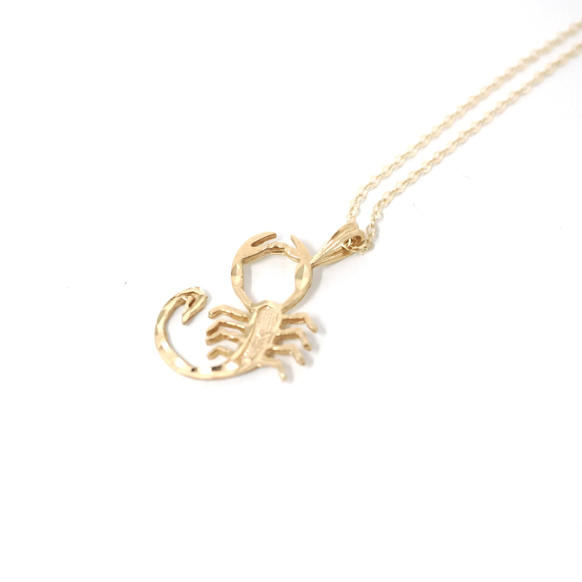 Modern Scorpio Pendant - Estate 14k Yellow Gold Scorpion Astrological Sign Charm Necklace - Circa 2000's Era Zodiac Water Element Jewelry