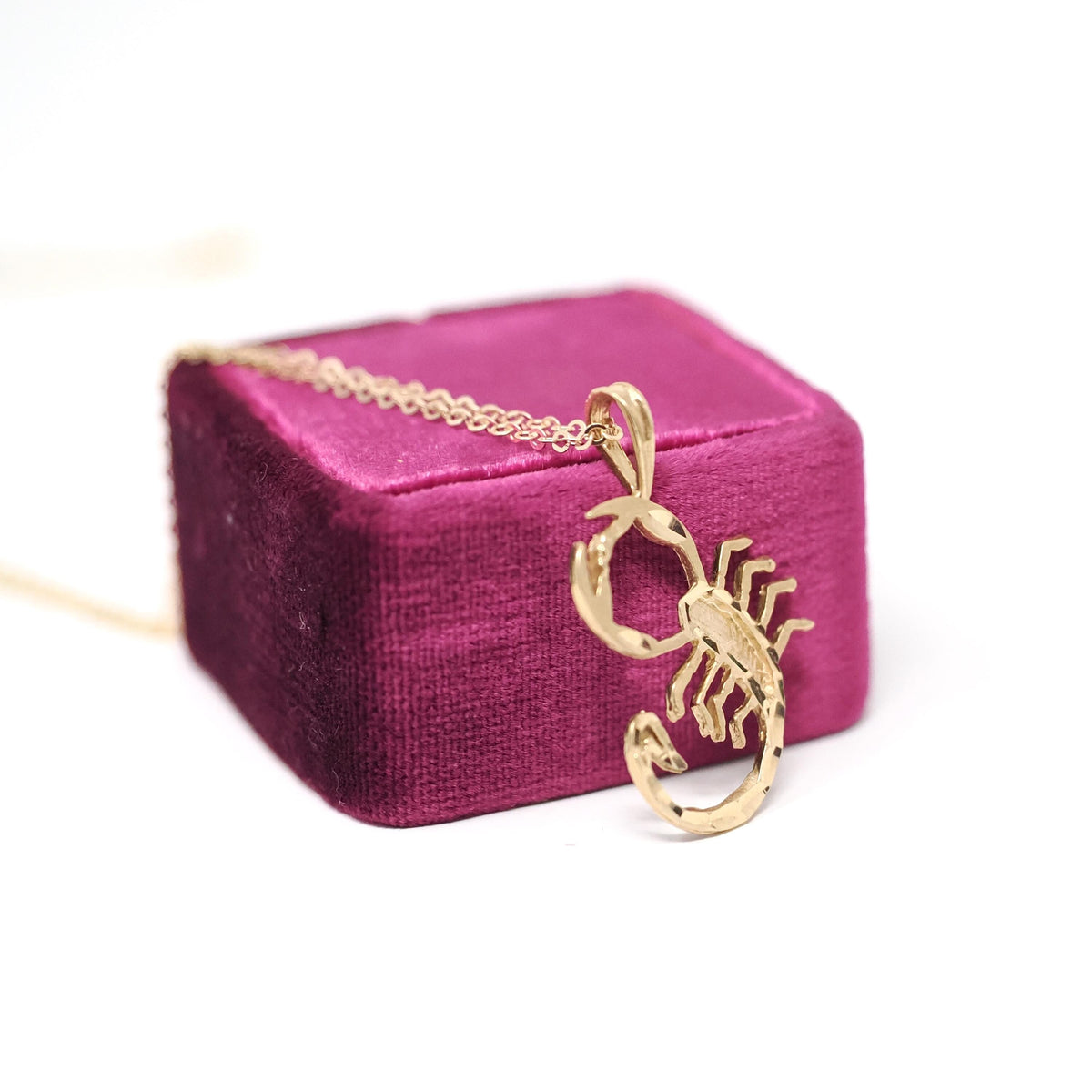 Modern Scorpio Pendant - Estate 14k Yellow Gold Scorpion Astrological Sign Charm Necklace - Circa 2000's Era Zodiac Water Element Jewelry