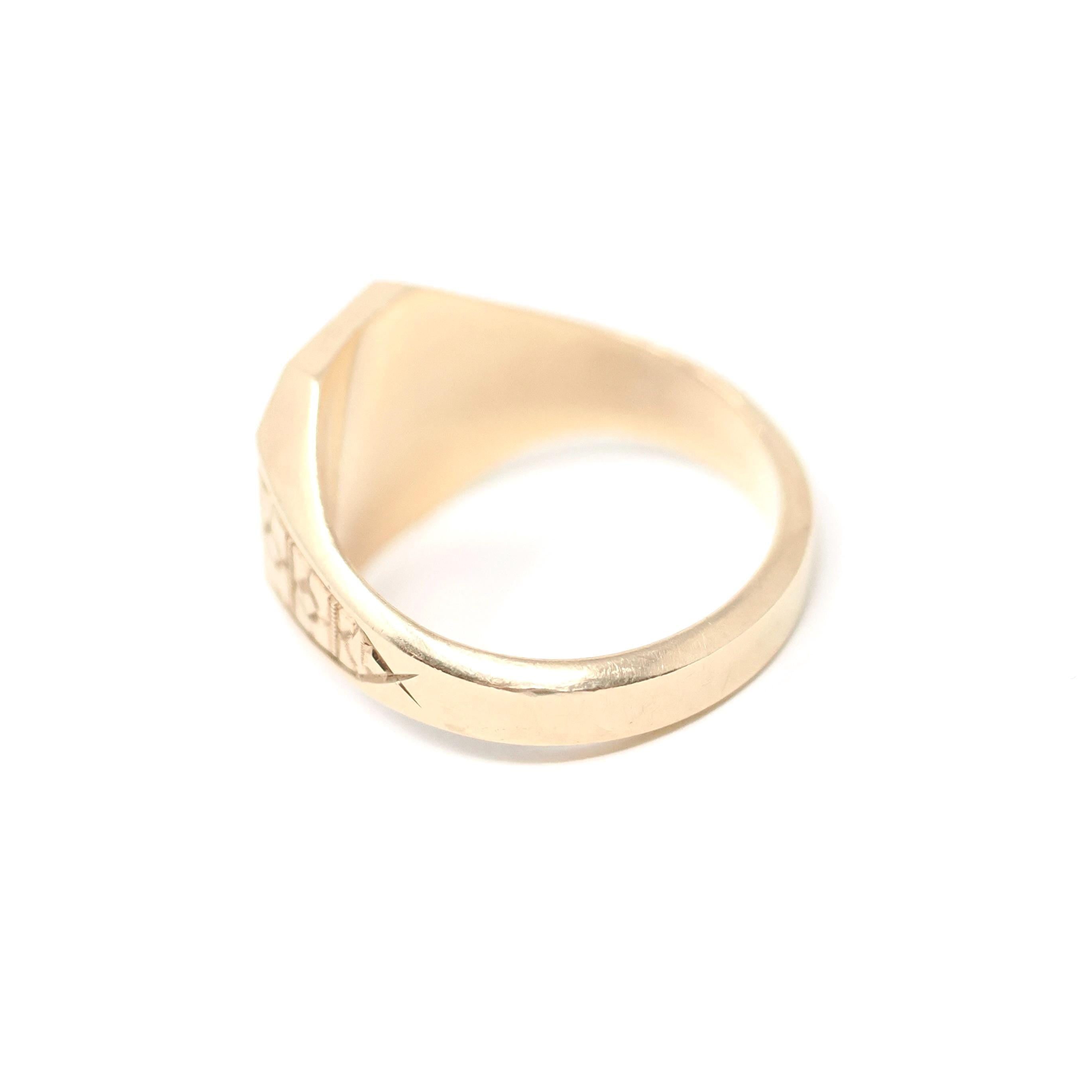 Antique "FW" Signet Ring - Art Deco 10k Yellow Gold Engraved Letter Initial Men's Unisex Statement - Vintage 1920s Size 11 1/4 Fine Jewelry