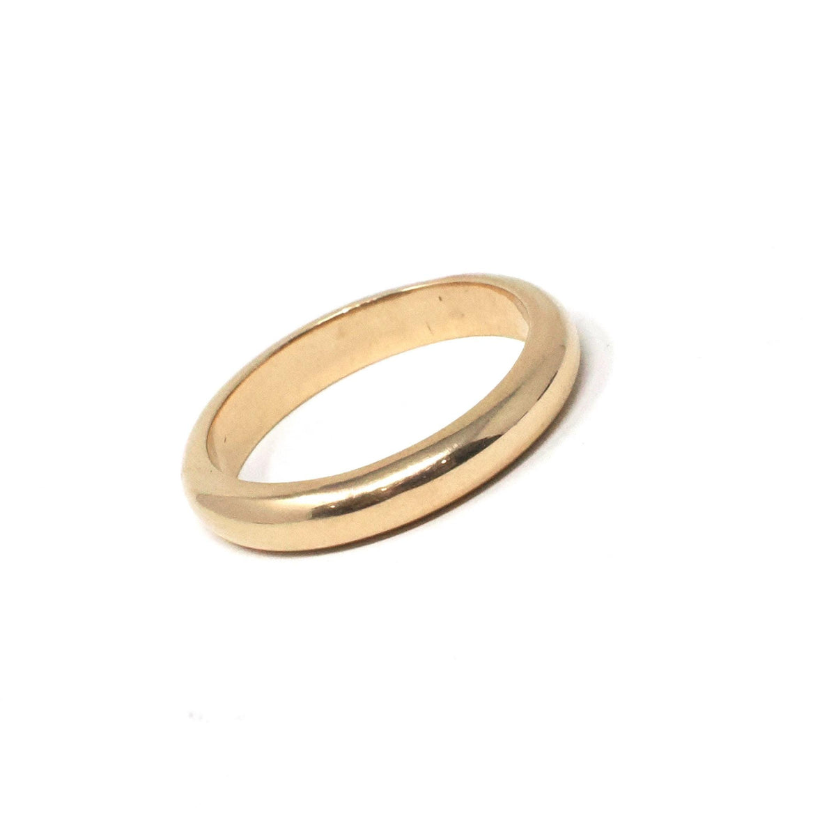 Vintage Wedding Band - Retro 9k Yellow Gold Unadorned Plain Stacking Half Round 3.4 MM Ring - Circa 1960s Era Size 5 1/2 Fine Bridal Jewelry