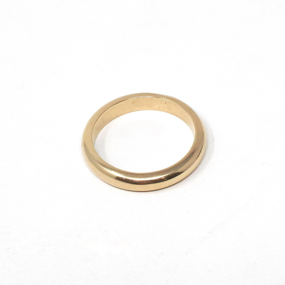 Vintage Wedding Band - Retro 9k Yellow Gold Unadorned Plain Stacking Half Round 3.4 MM Ring - Circa 1960s Era Size 5 1/2 Fine Bridal Jewelry
