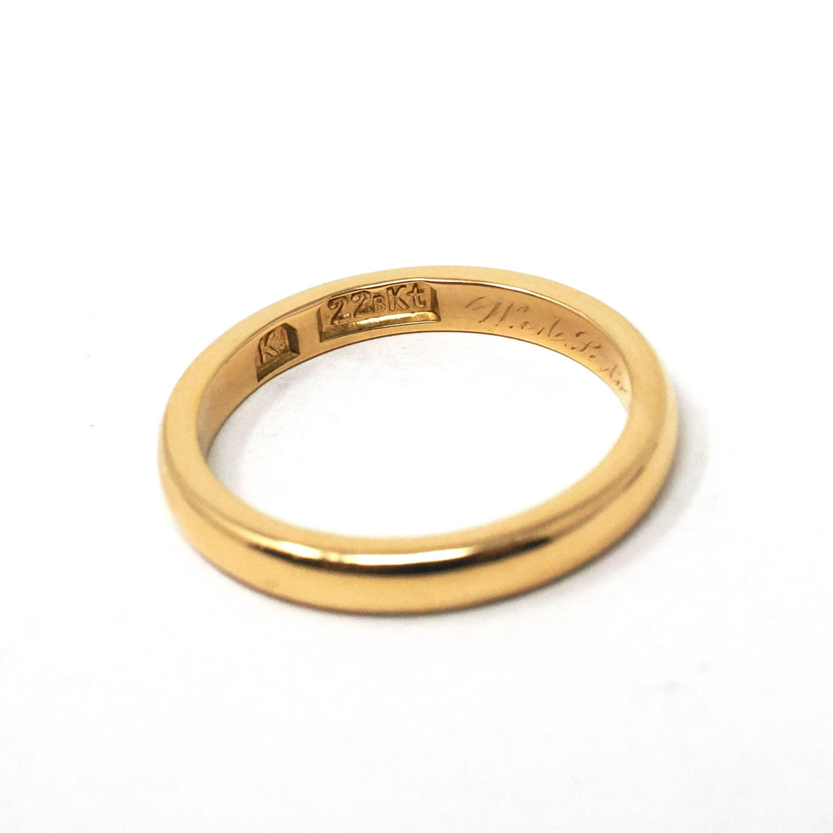 Edwardian Era Ring - Antique 22k Yellow Gold Unadorned 2.6MM Wedding Band - Dated May-31-1905 Size 6 Half Round Engraved Fine Bridal Jewelry