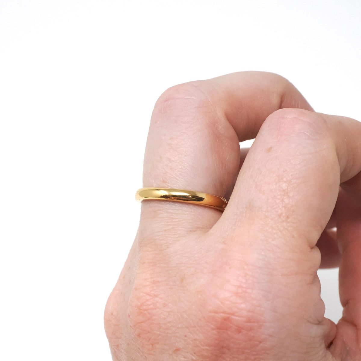 Edwardian Era Ring - Antique 22k Yellow Gold Unadorned 2.6MM Wedding Band - Dated May-31-1905 Size 6 Half Round Engraved Fine Bridal Jewelry