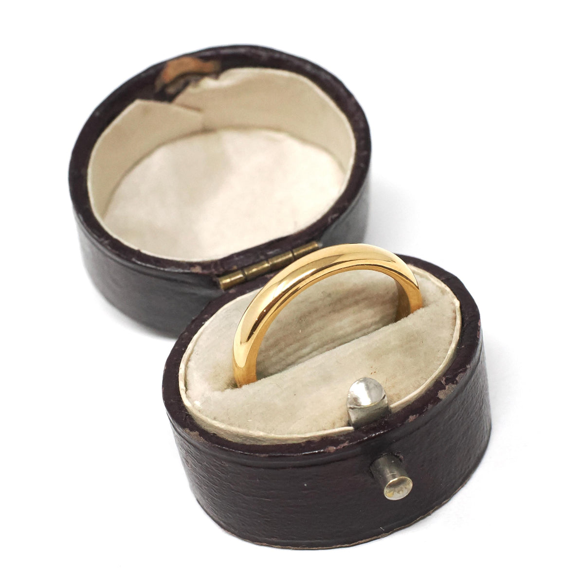 Edwardian Era Ring - Antique 22k Yellow Gold Unadorned 2.6MM Wedding Band - Dated May-31-1905 Size 6 Half Round Engraved Fine Bridal Jewelry