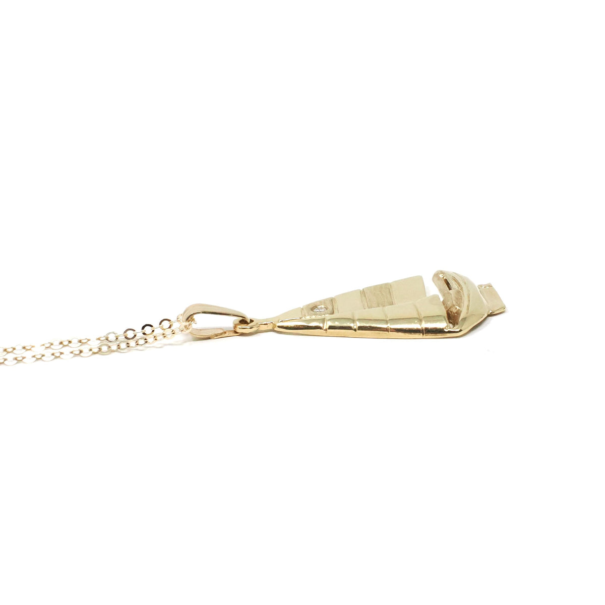 Diamond Sailboat Pendant - Estate 14k Yellow Gold Natural Gemstone Necklace Charm - Modern 2000's Era Sailing Boating Nautical Fine Jewelry