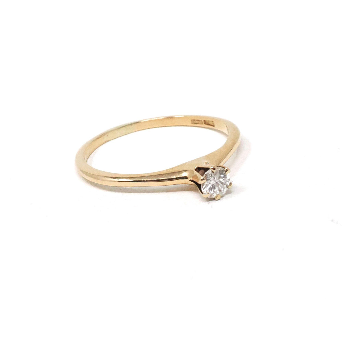 Vintage Diamond Ring - Mid Century 14k Yellow Gold .17 CTW Round Solitaire - Circa 1940s Size 6 1/4 OB Ostby Barton Fine Engagement Jewelry
