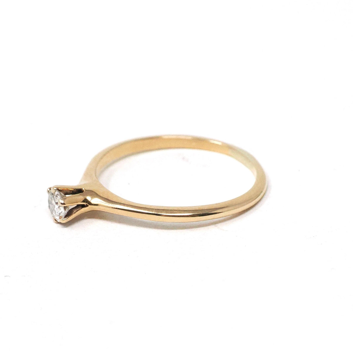 Vintage Diamond Ring - Mid Century 14k Yellow Gold .17 CTW Round Solitaire - Circa 1940s Size 6 1/4 OB Ostby Barton Fine Engagement Jewelry