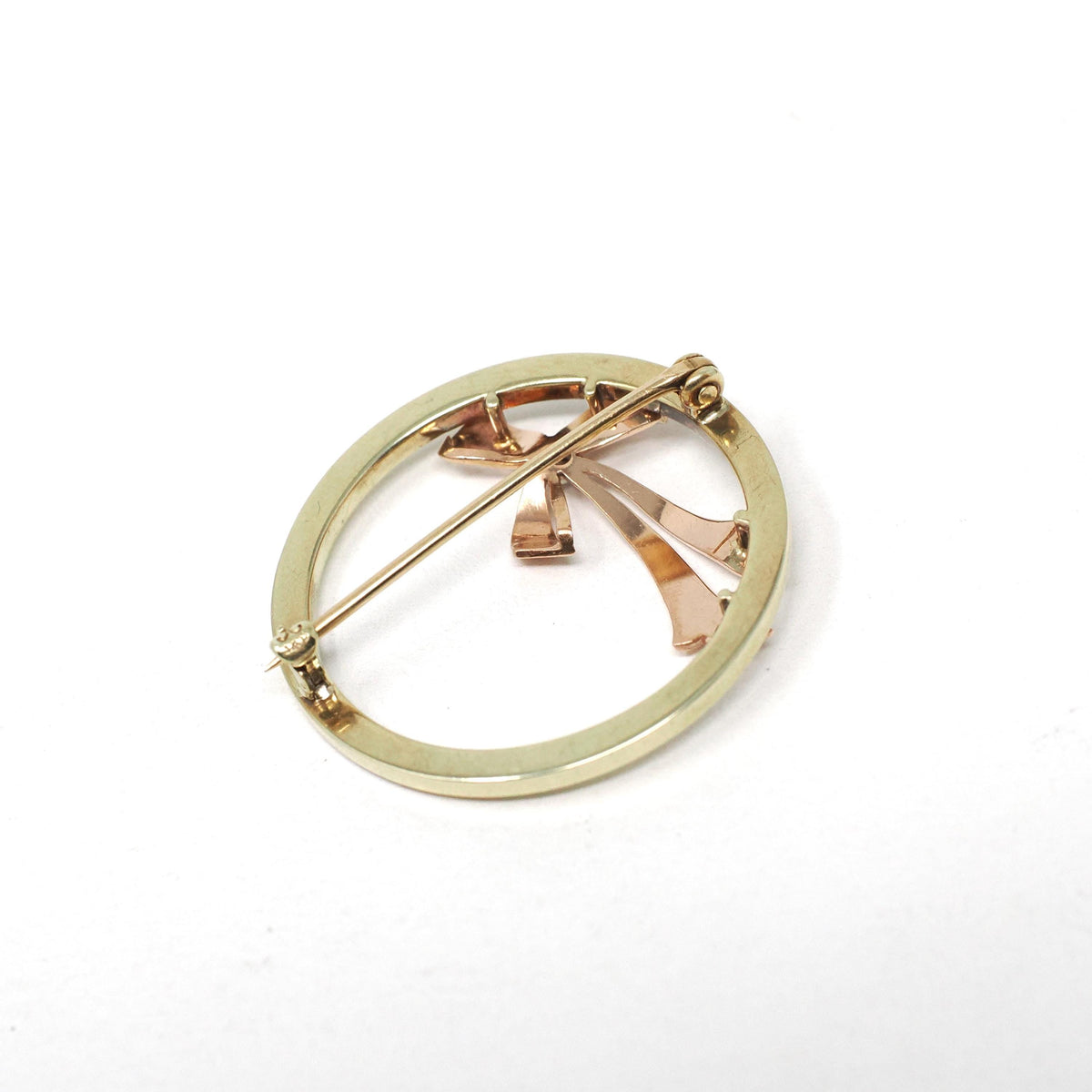 Retro Bow Brooch - Estate 14k Yellow & Rose Gold Diamond Gemstone Pin Statement - Circa 1980s Era Figural Ribbon Fine Fashion Accessory