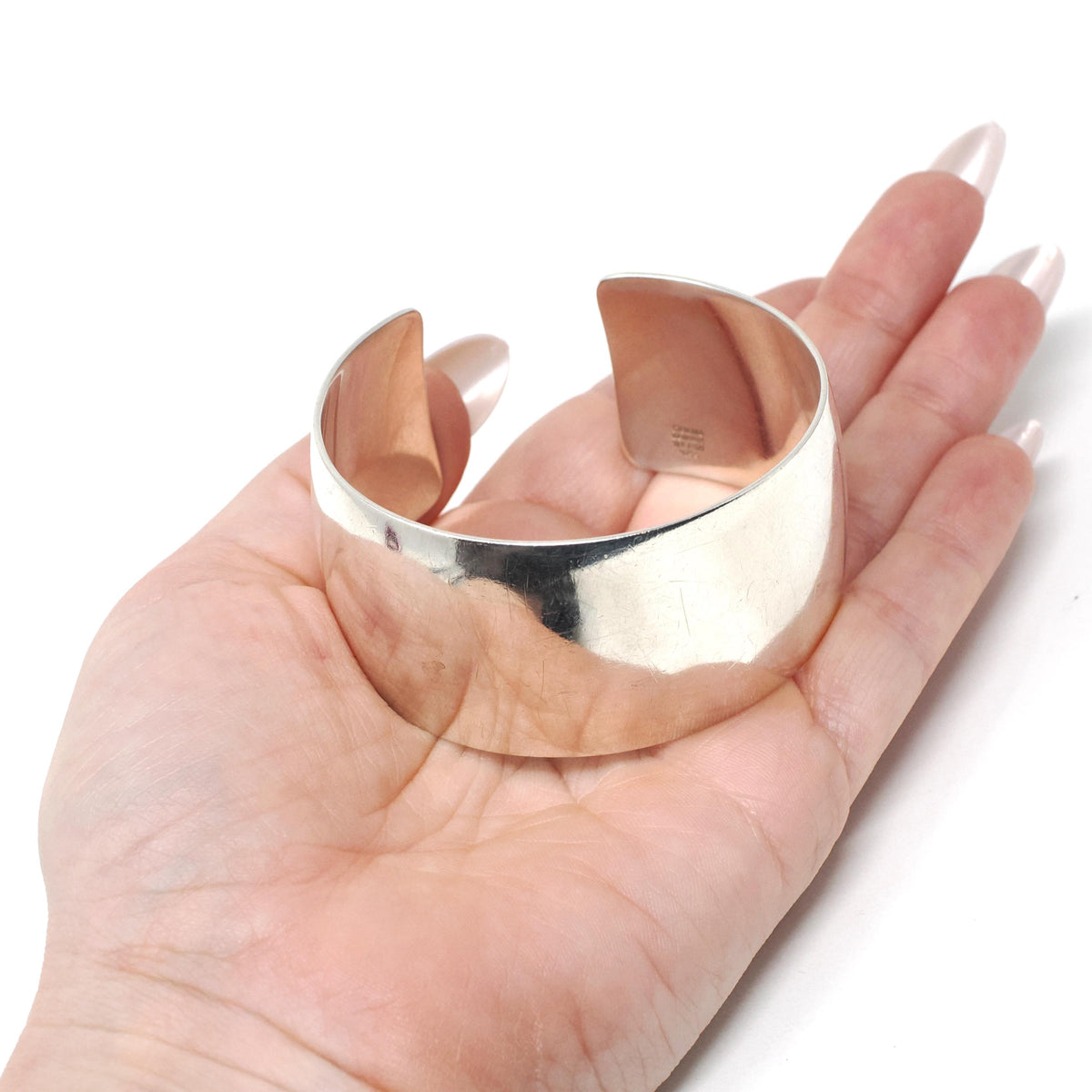 Vintage Cuff Bracelet - Retro Era Sterling Silver Wide Polished Statement Piece - Circa 1960s Era Designer Niels Erik Danish Fine Jewelry