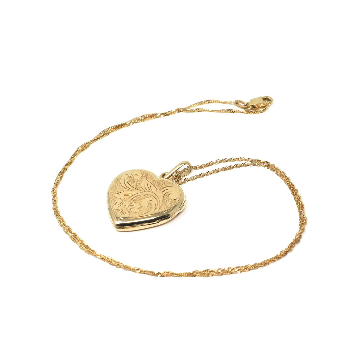 Floral Heart Locket - Modern 14k Yellow Gold Necklace Pendant Charm - Estate Circa 2000s Era Flower Photo Memory Keepsake Fine Love Jewelry