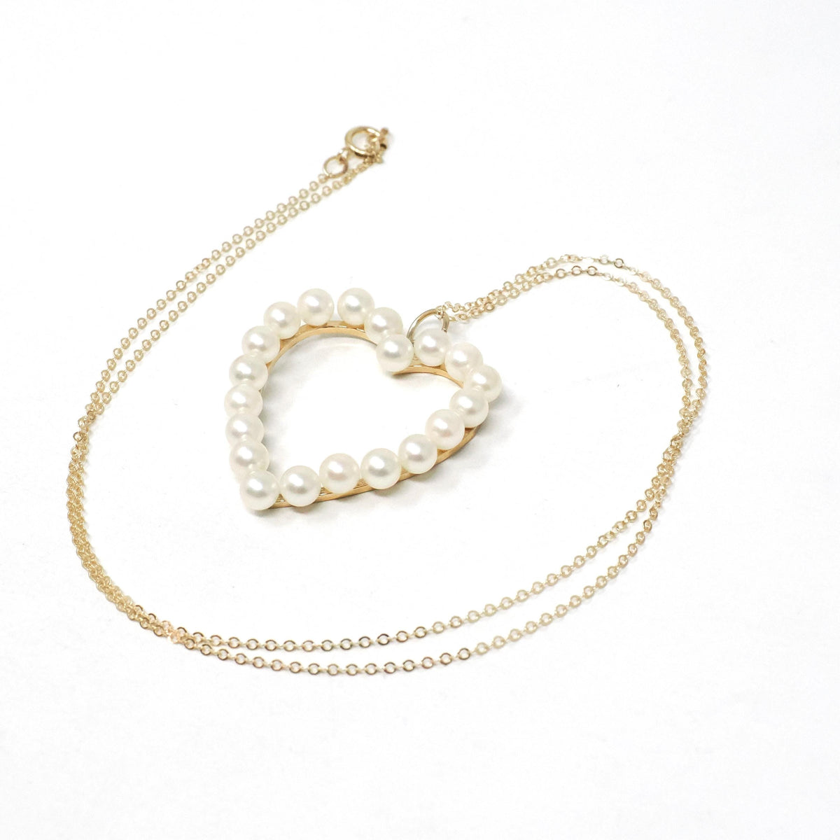 Vintage Heart Necklace - Retro Era 14k Yellow Gold White Cultured Pearl Gemstones Halo Pendant Charm - Circa 1960s Love Fine 60s Jewelry