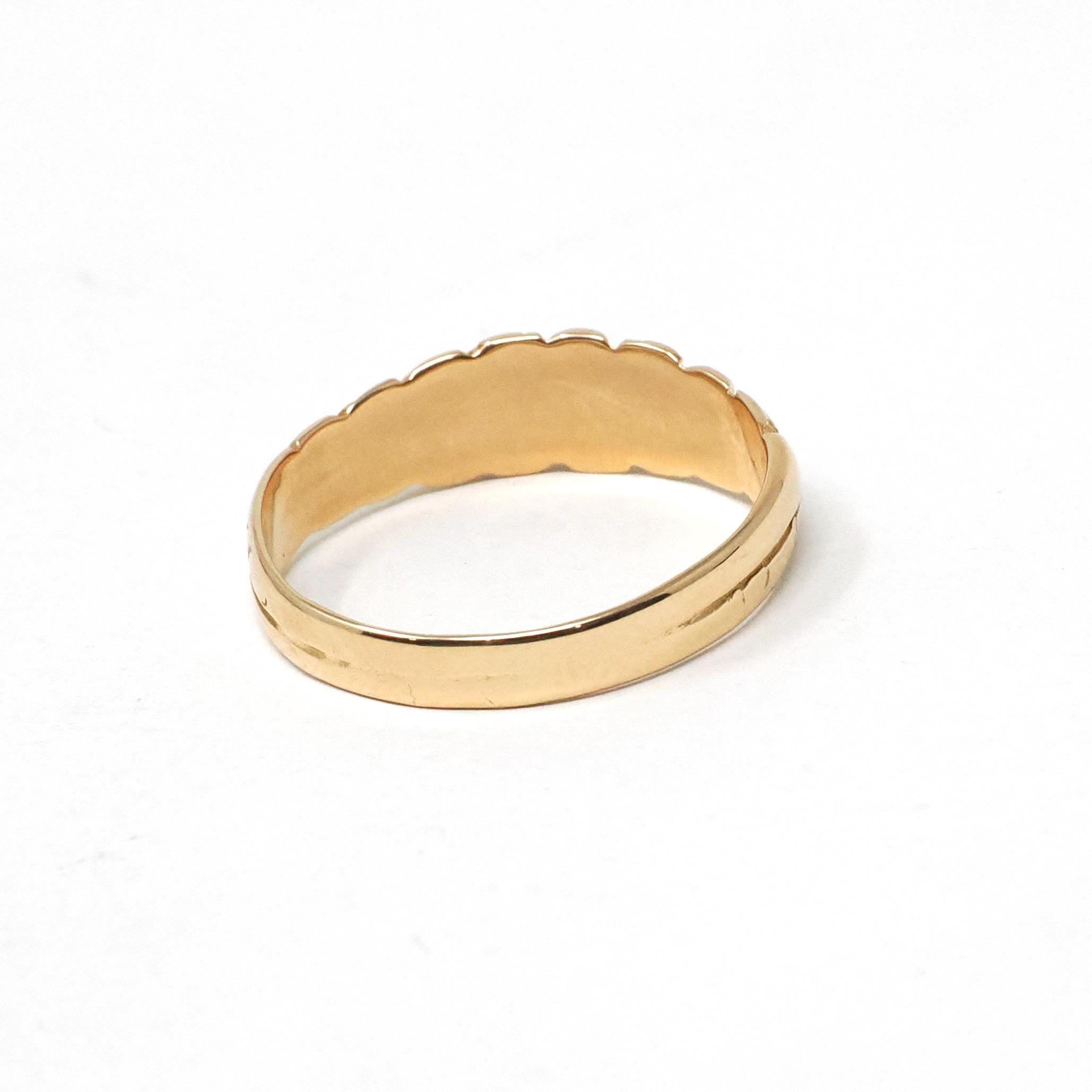 Antique Victorian Ring - Vintage 18k Yellow Gold Croissant Shrimp Style Wedding Ring - Hallmarked 1894 Era Size 8 Men's Unisex Fine Jewelry
