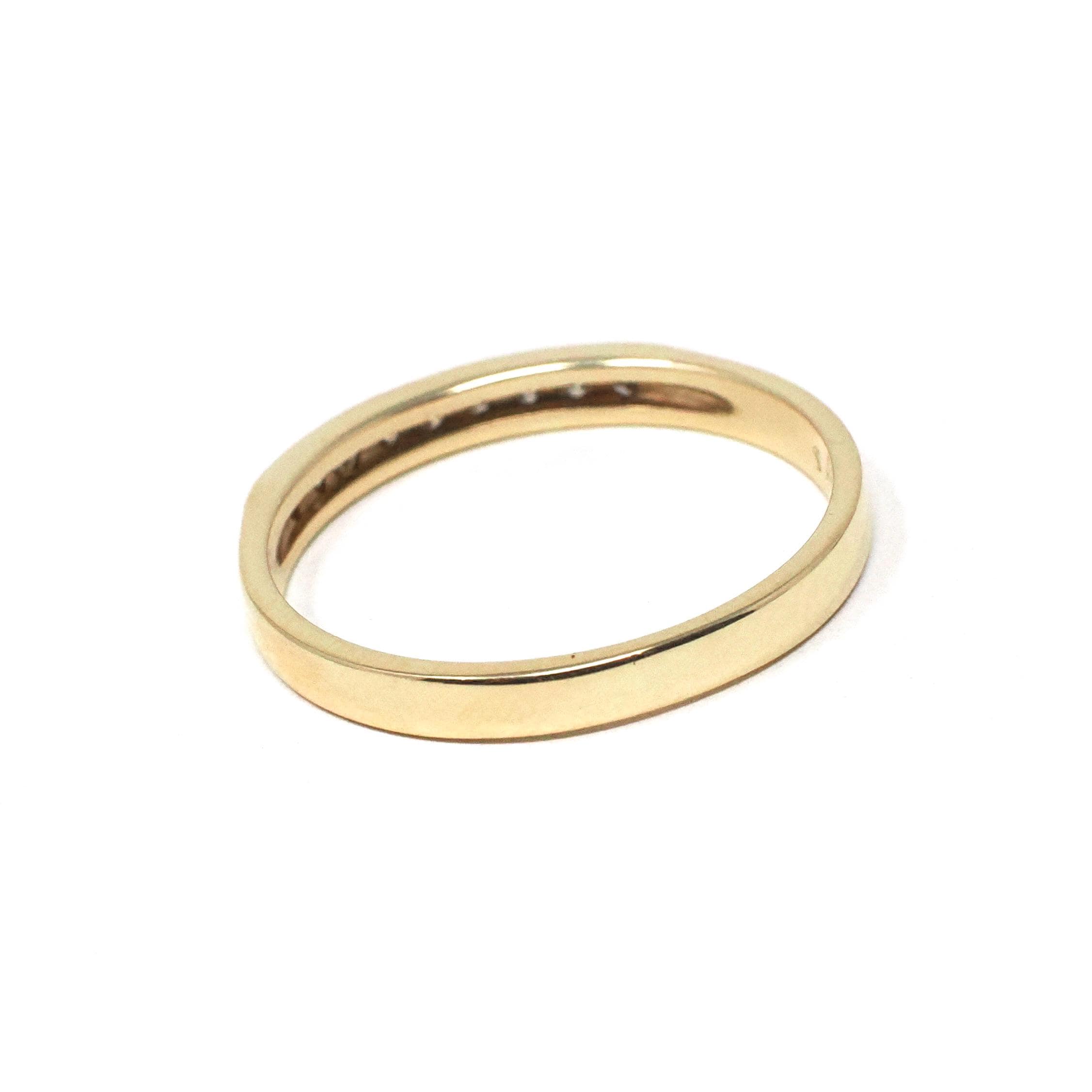 Diamond Wedding Band - Estate 14k Yellow Gold Channel Set .18 CTW 2.3 MM Ring - Circa 2000s Era Size 5 3/4 Stacking Bridal Fine Jewelry