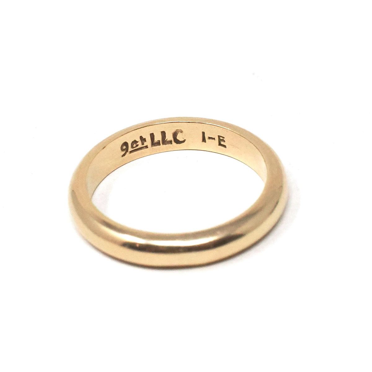 Vintage Wedding Band - Retro 9k Yellow Gold Unadorned Plain Stacking Half Round 3.4 MM Ring - Circa 1960s Era Size 5 1/2 Fine Bridal Jewelry