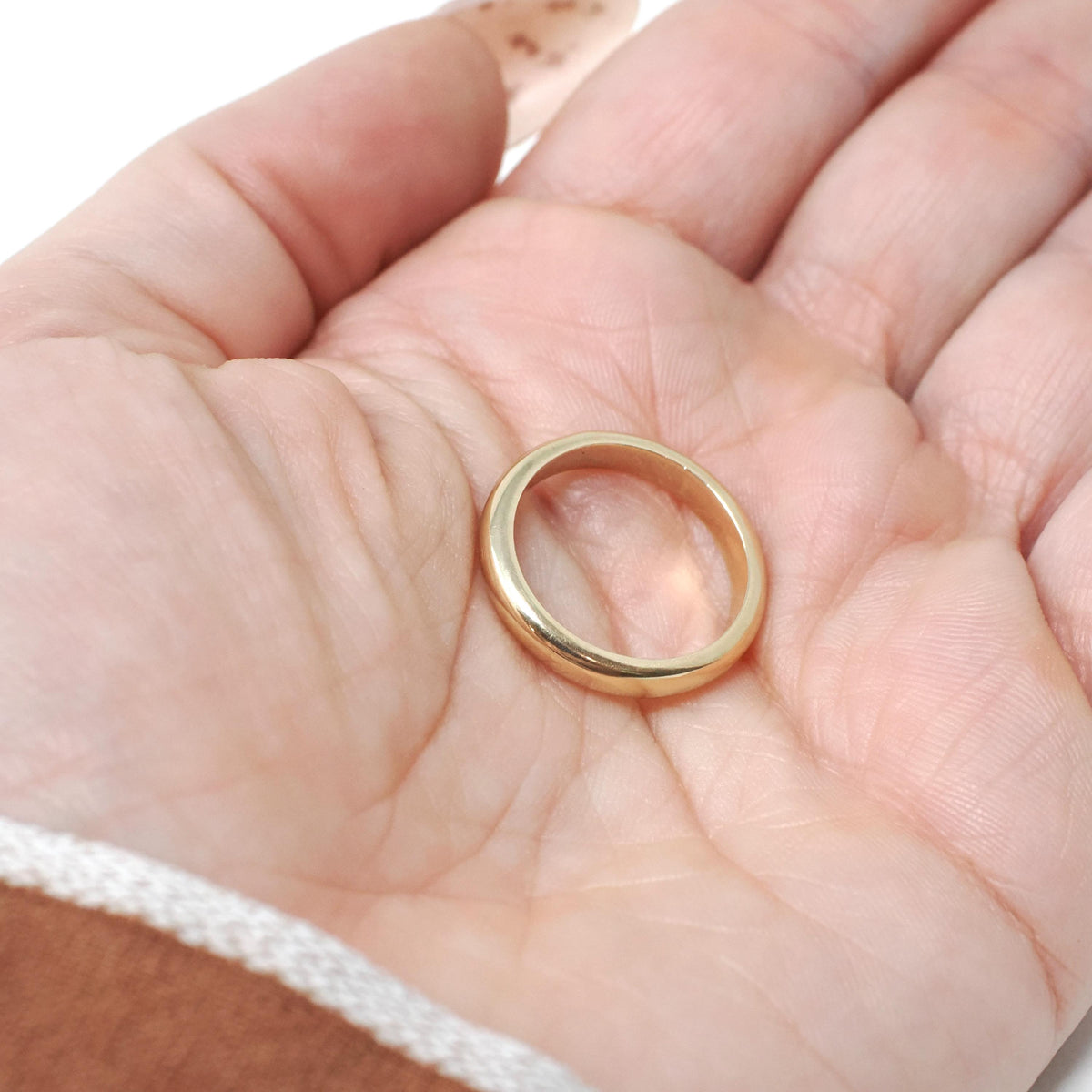 Vintage Wedding Band - Retro 9k Yellow Gold Unadorned Plain Stacking Half Round 3.4 MM Ring - Circa 1960s Era Size 5 1/2 Fine Bridal Jewelry