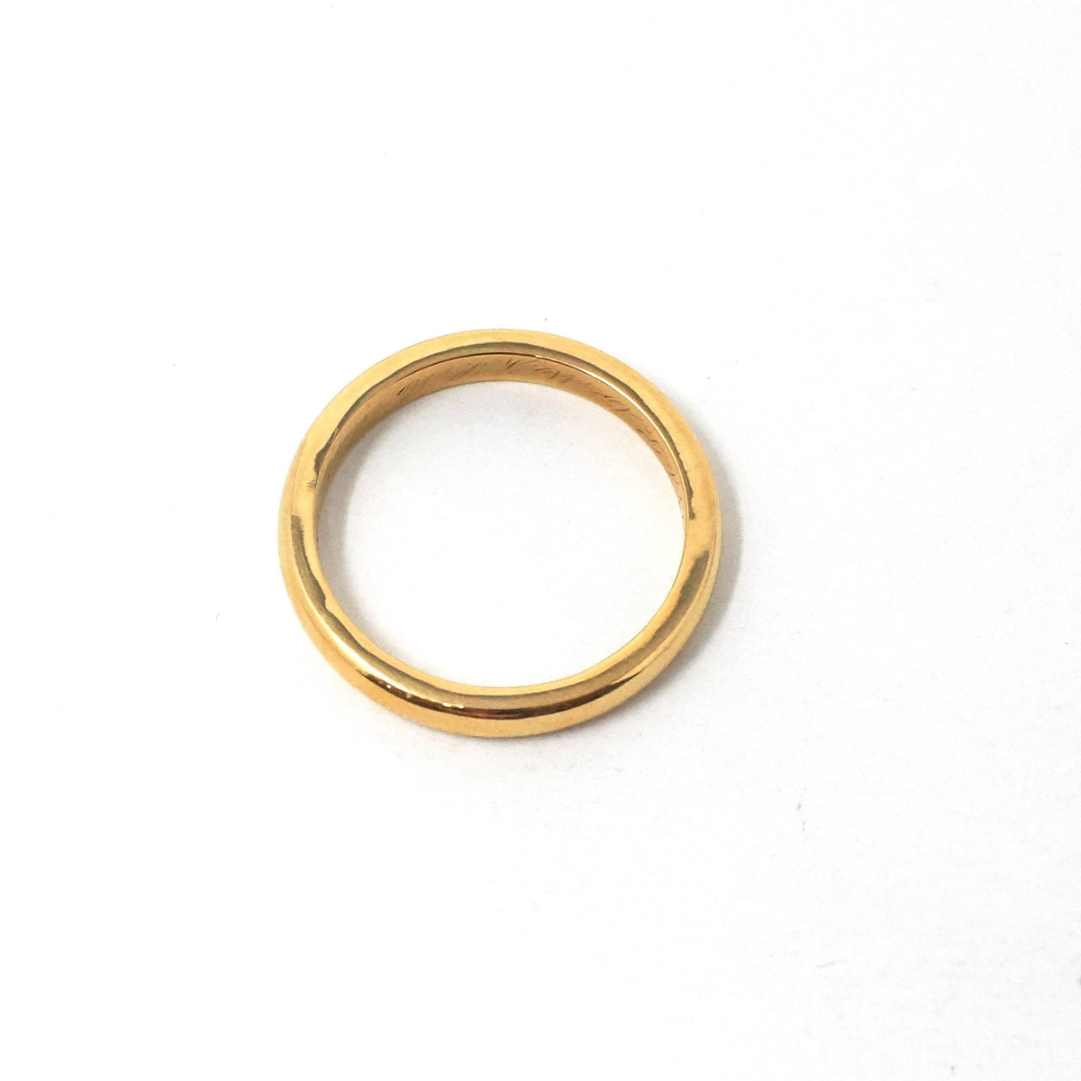 Edwardian Era Ring - Antique 22k Yellow Gold Unadorned 2.6MM Wedding Band - Dated May-31-1905 Size 6 Half Round Engraved Fine Bridal Jewelry
