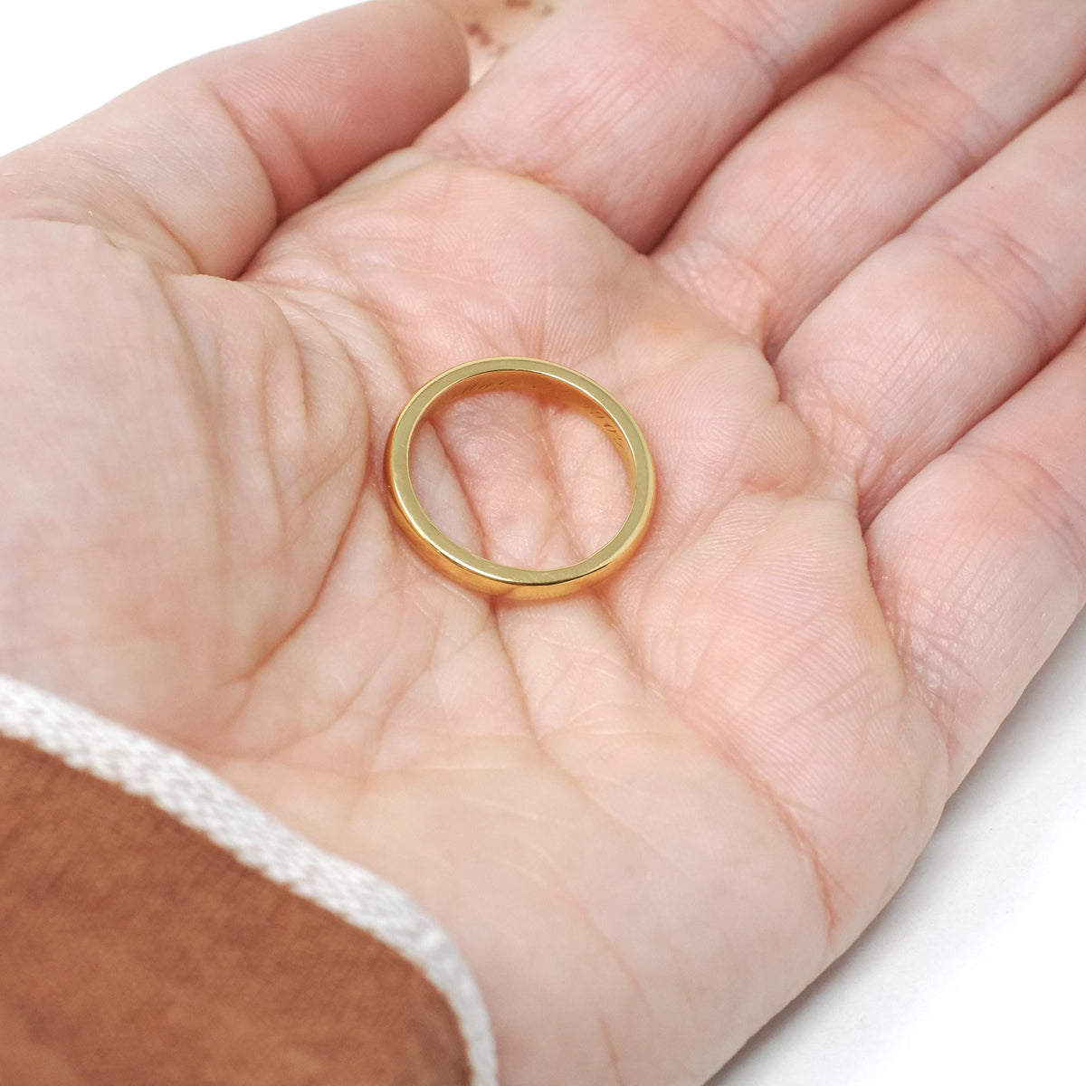 Edwardian Era Ring - Antique 22k Yellow Gold Unadorned 2.6MM Wedding Band - Dated May-31-1905 Size 6 Half Round Engraved Fine Bridal Jewelry