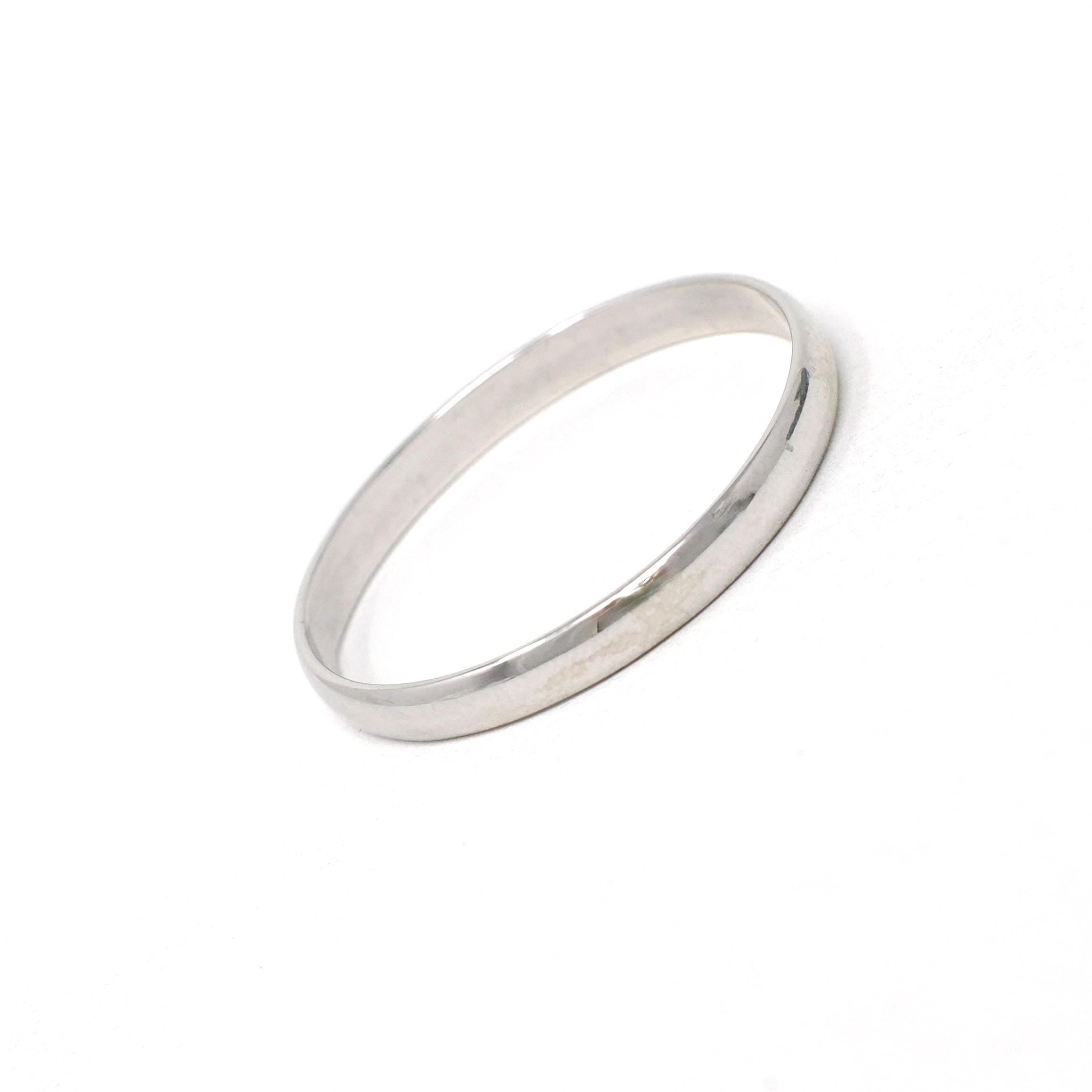 Modern Wedding Band - Estate 10k White Gold 2.8 MM Half Round Bridal Ring - Unisex Size 13 3/4 Plain Stacking Fine Minimalist Unity Jewelry