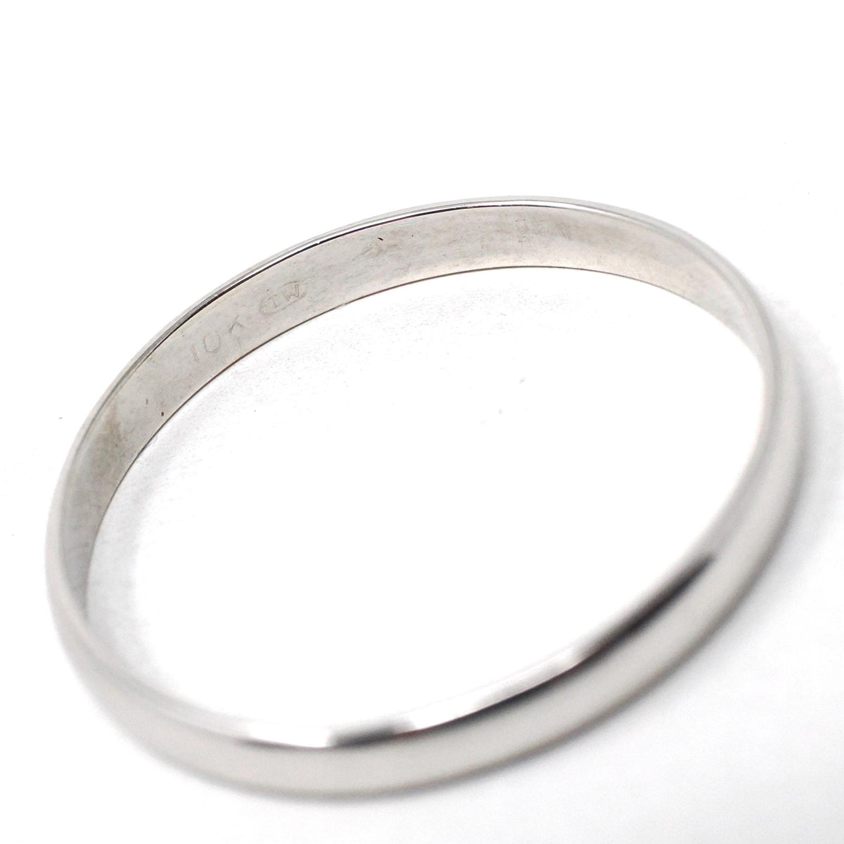Modern Wedding Band - Estate 10k White Gold 2.8 MM Half Round Bridal Ring - Unisex Size 13 3/4 Plain Stacking Fine Minimalist Unity Jewelry