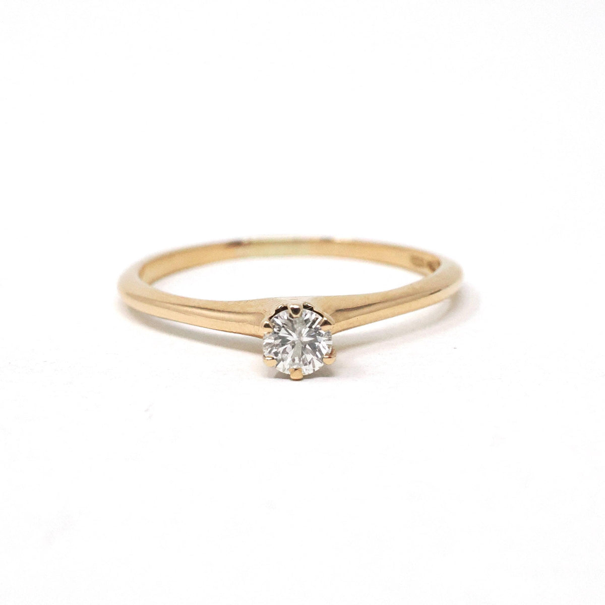 Vintage Diamond Ring - Mid Century 14k Yellow Gold .17 CTW Round Solitaire - Circa 1940s Size 6 1/4 OB Ostby Barton Fine Engagement Jewelry