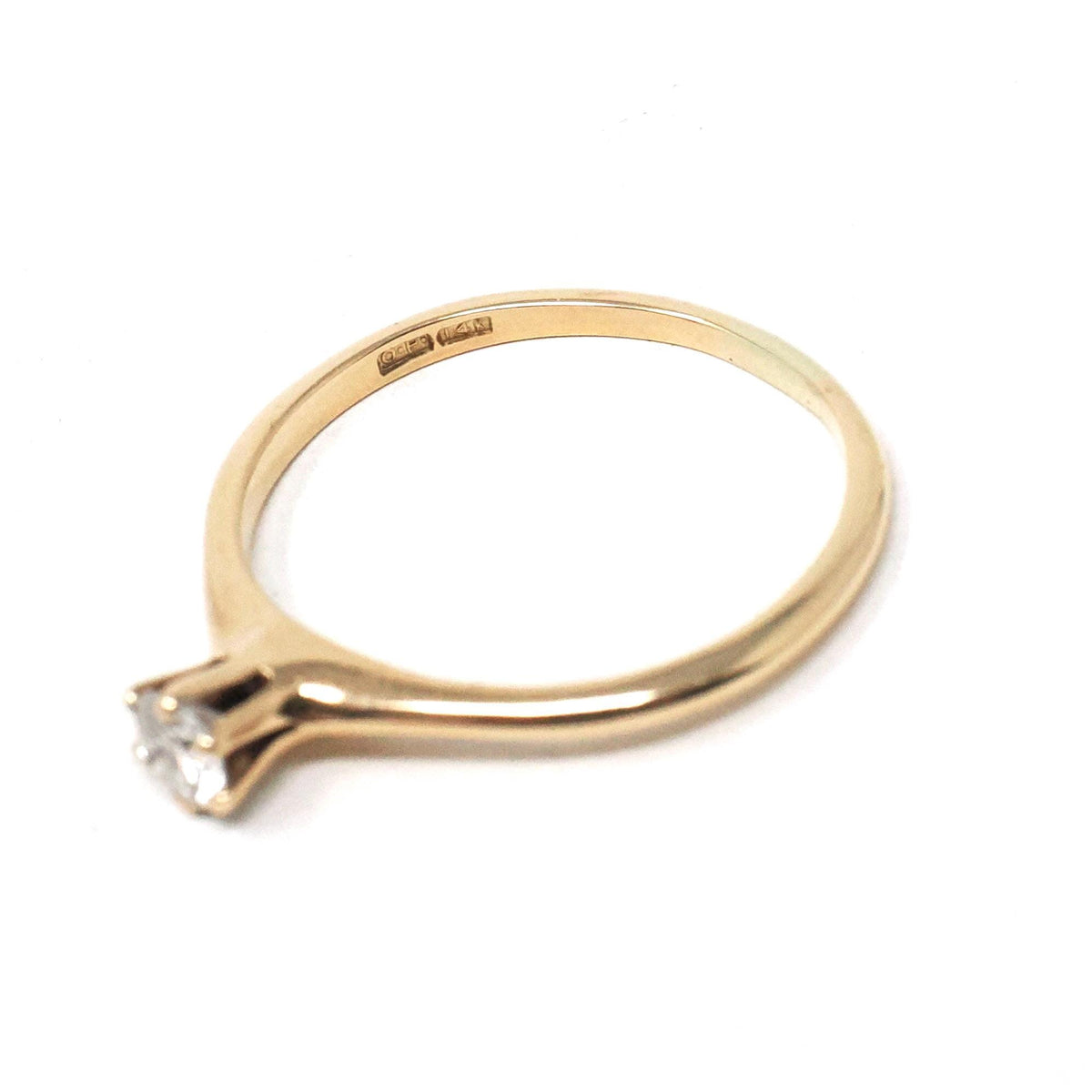 Vintage Diamond Ring - Mid Century 14k Yellow Gold .17 CTW Round Solitaire - Circa 1940s Size 6 1/4 OB Ostby Barton Fine Engagement Jewelry