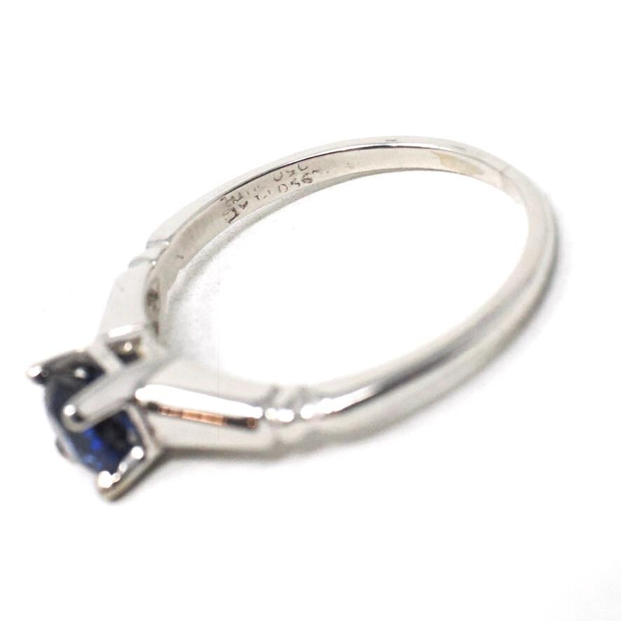 Estate Sapphire Ring - Modern Platinum Natural Blue .63 CT Gemstone Illusion Engagement Setting - Circa 2000s Era Solitaire Fine Jewelry