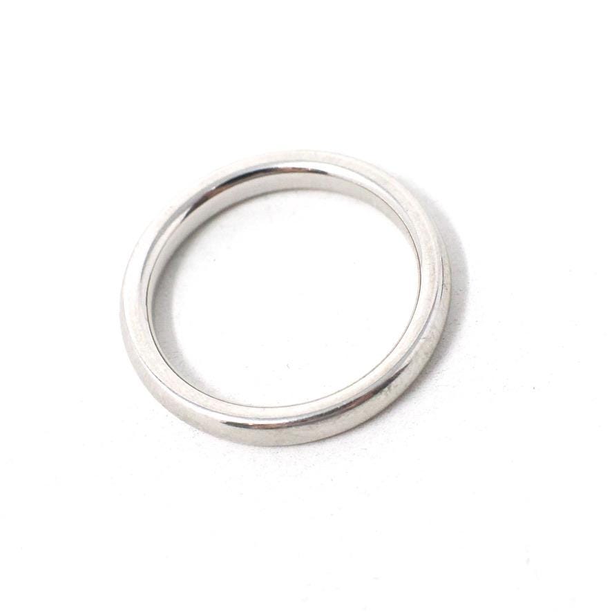 Estate Wedding Band - Modern 18k White Gold 2.5 MM Comfort Fit Ring - Circa 2000's Era Size 4 1/4 Stacking Fine Bridal Statement Jewelry