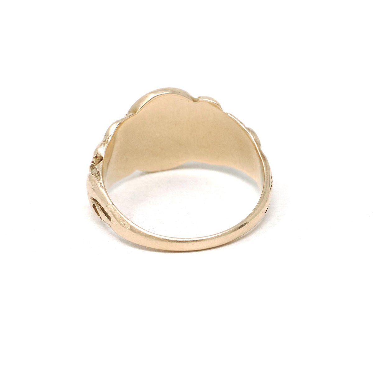 Edwardian Signet Ring - Antique 10k Yellow Gold Old English Initial "L" Engraved - Circa 1910's Era Size 6 3/4 Fine Flower Repousse Jewelry