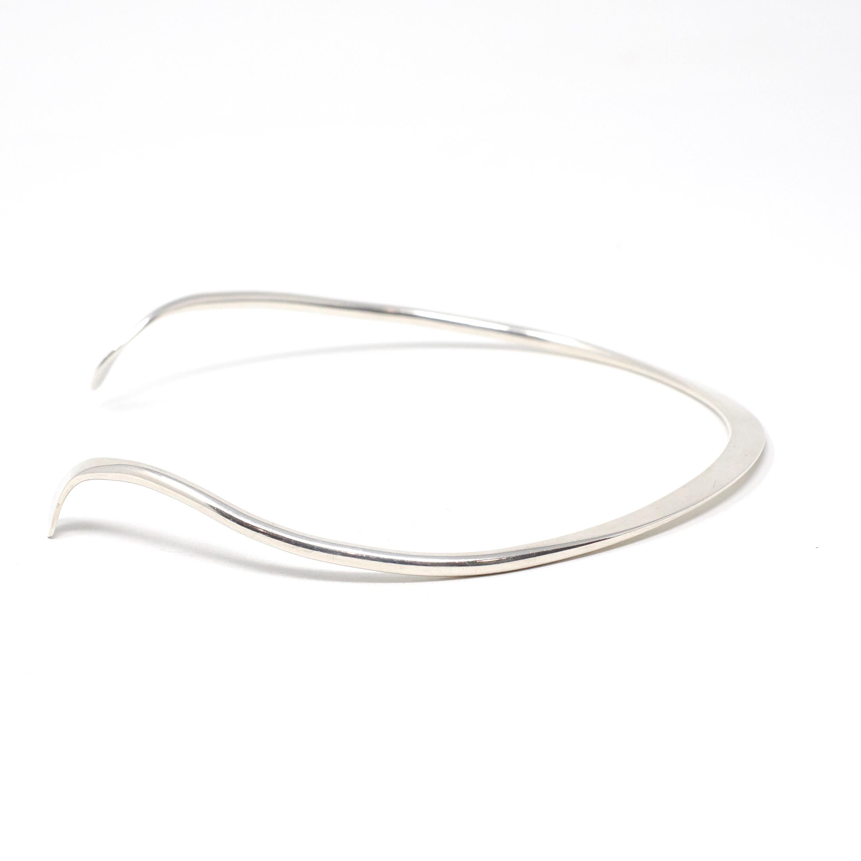Georg Jensen Silver Choker - Mid Century Modernist Sterling Torque Necklace - Circa 1960s Era Scandinavian MCM Figural Fashion Jewelry