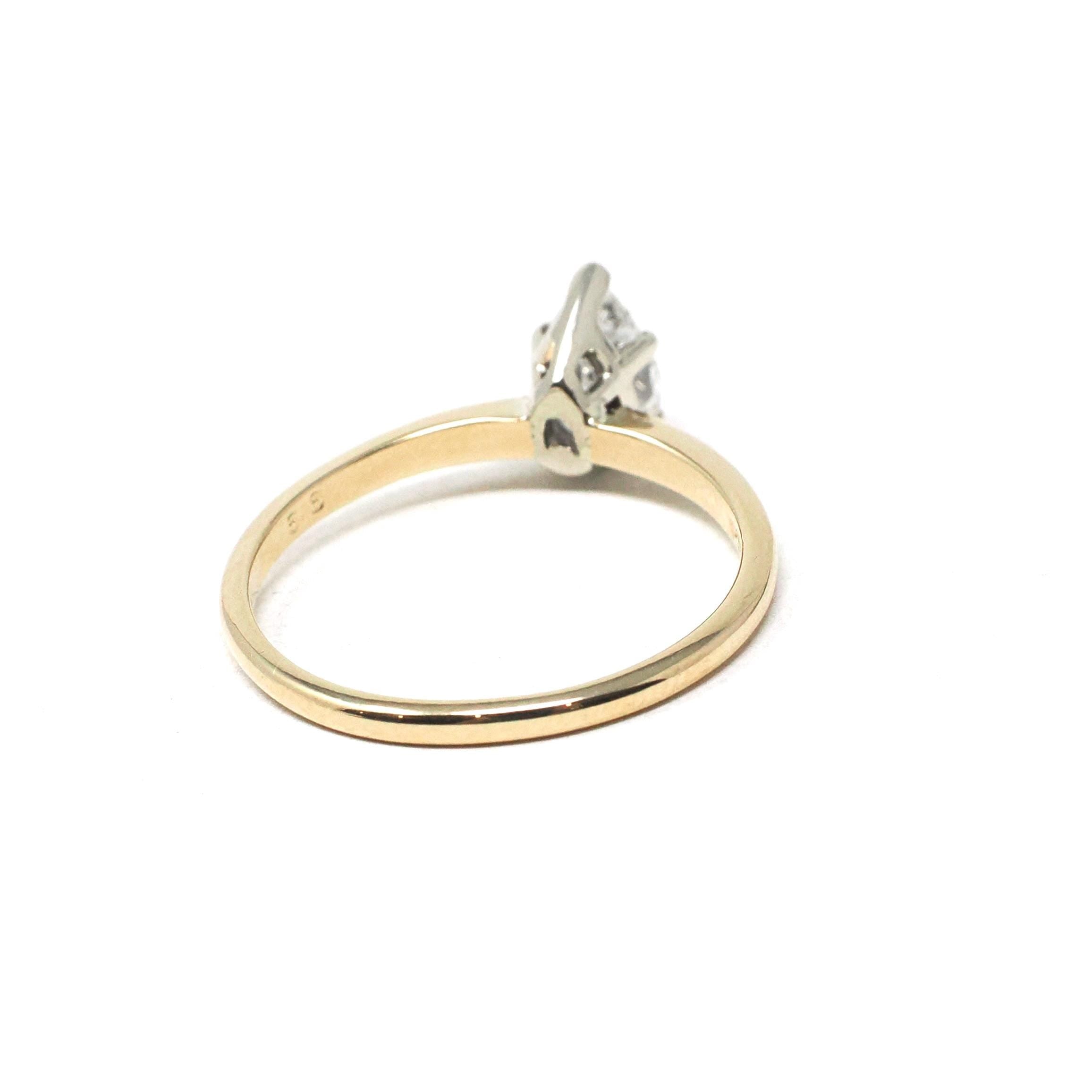 Diamond Engagement Ring - Estate 14k Yellow & White Gold 1.06 CT Pear Brilliant Cut Solitaire - Modern Size 8.5 Fine Two Tone Bridal Jewelry