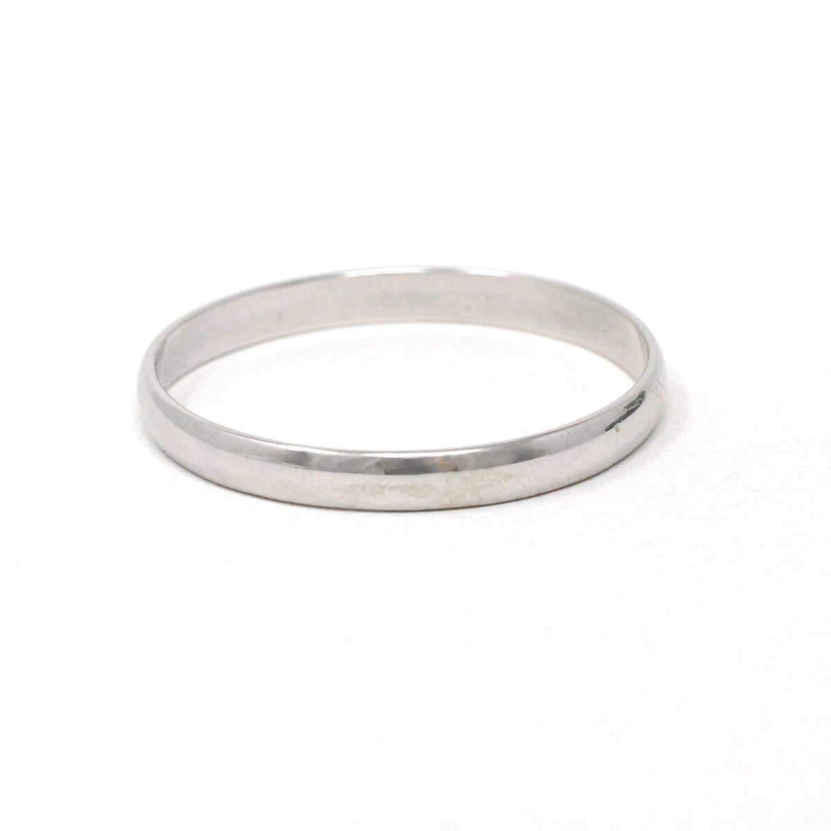 Modern Wedding Band - Estate 10k White Gold 2.8 MM Half Round Bridal Ring - Unisex Size 13 3/4 Plain Stacking Fine Minimalist Unity Jewelry