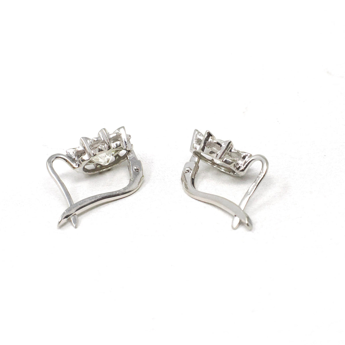 Diamond Sunflower Earrings - Modern 18k White Gold 2.04 CTW Natural Old Euro Cut Leverback - Circa 2000s Nature Inspired Floral Fine Jewelry