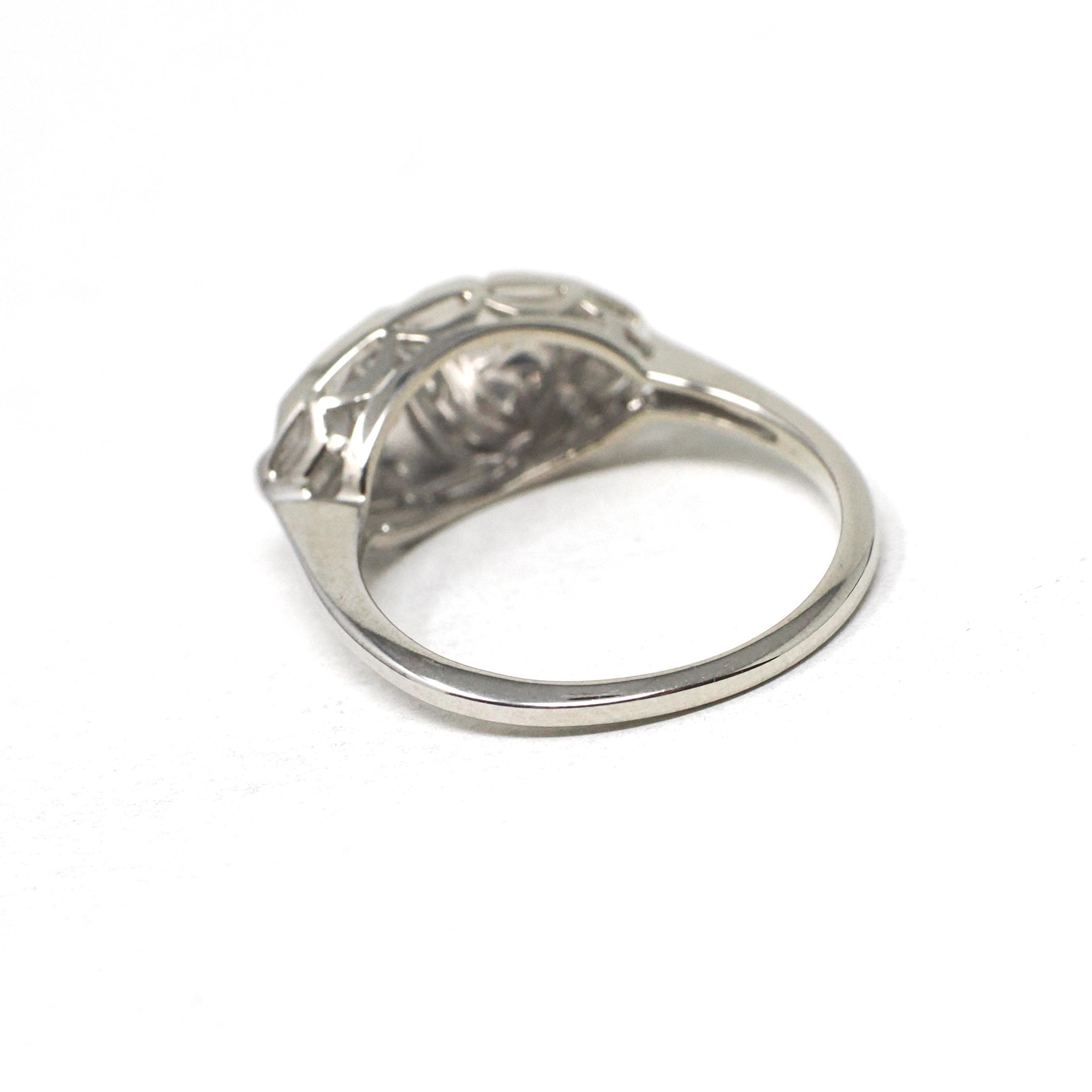 Star Princess Ring - Vintage 14k White Gold Natural .04 CTW Diamonds - Circa 1950s Era Size 6 1/4 Celestial Patriotic Inspired Fine Jewelry