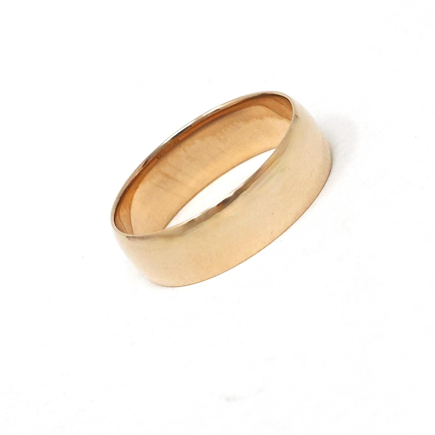 Vintage Wedding Band - Mid Century 14k Rosy Yellow Gold Plain Comfort Fit 5.2 MM Ring - Circa 1960s Size 5 Art Carved J.R. Wood Fine Jewelry