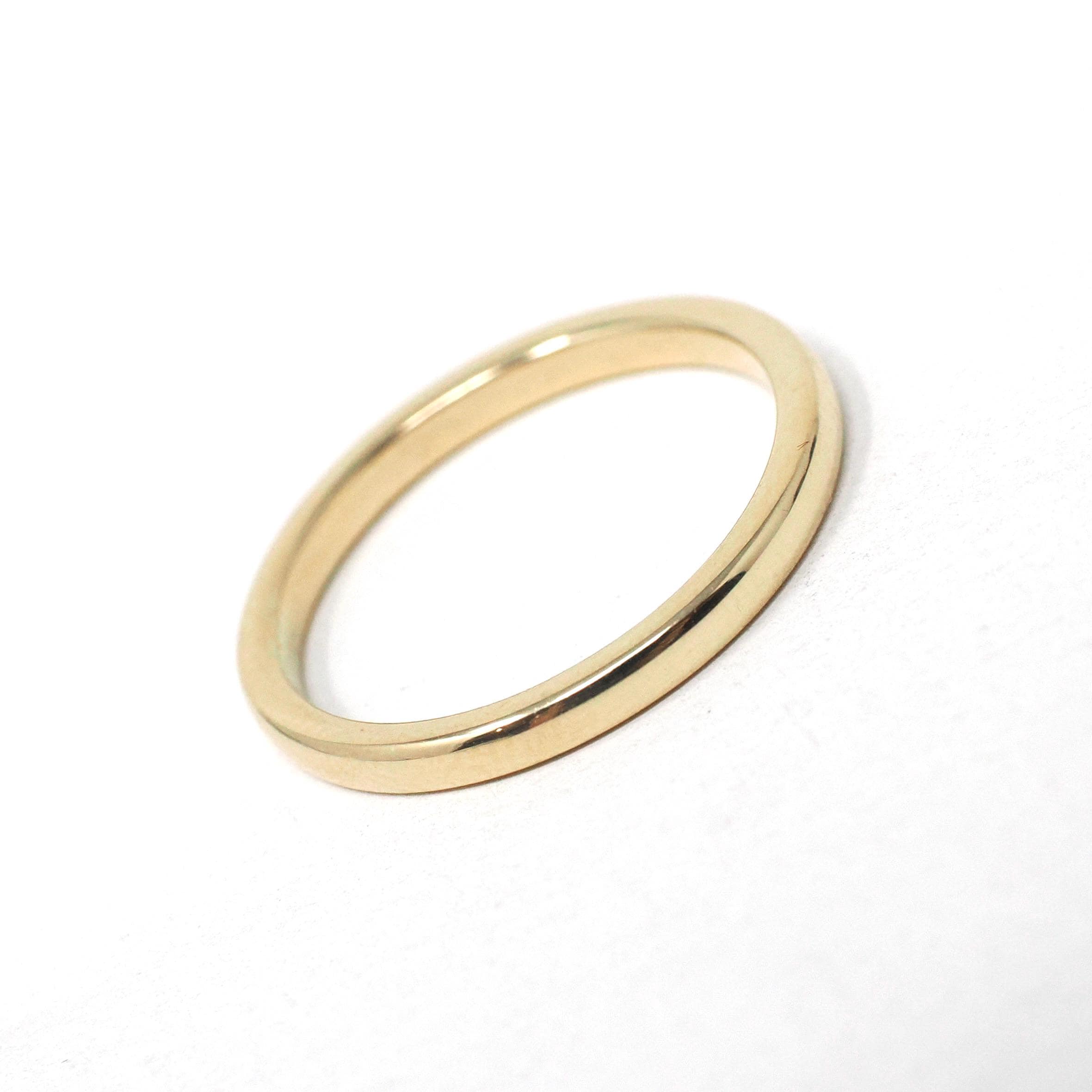 Vintage Wedding Band - Mid Century 14k Yellow Gold 2.0 MM Half Round Stacking Ring - Circa 1960s Era Size 5 1/4 Fine Signed Jabel Jewelry