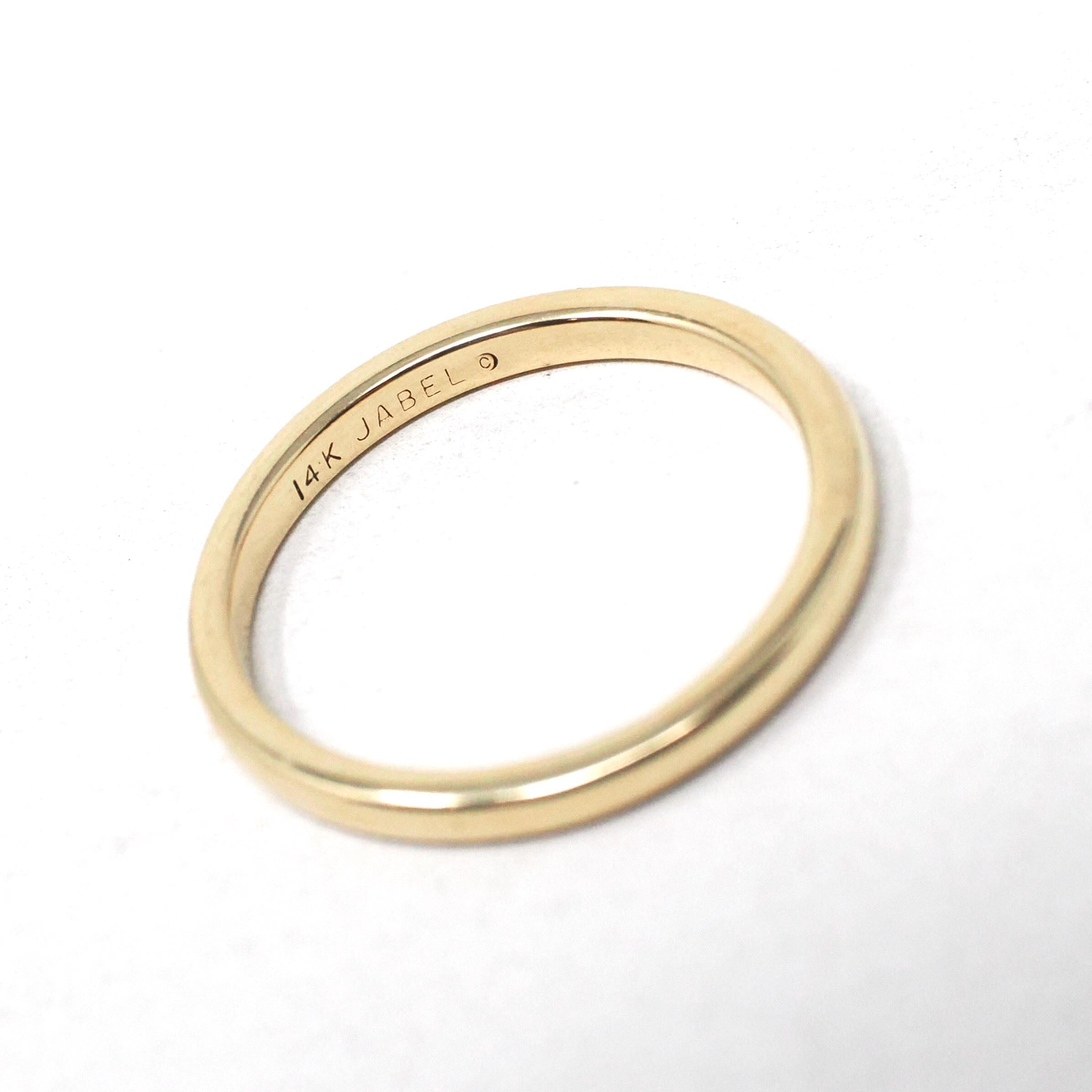 Vintage Wedding Band - Mid Century 14k Yellow Gold 2.0 MM Half Round Stacking Ring - Circa 1960s Era Size 5 1/4 Fine Signed Jabel Jewelry