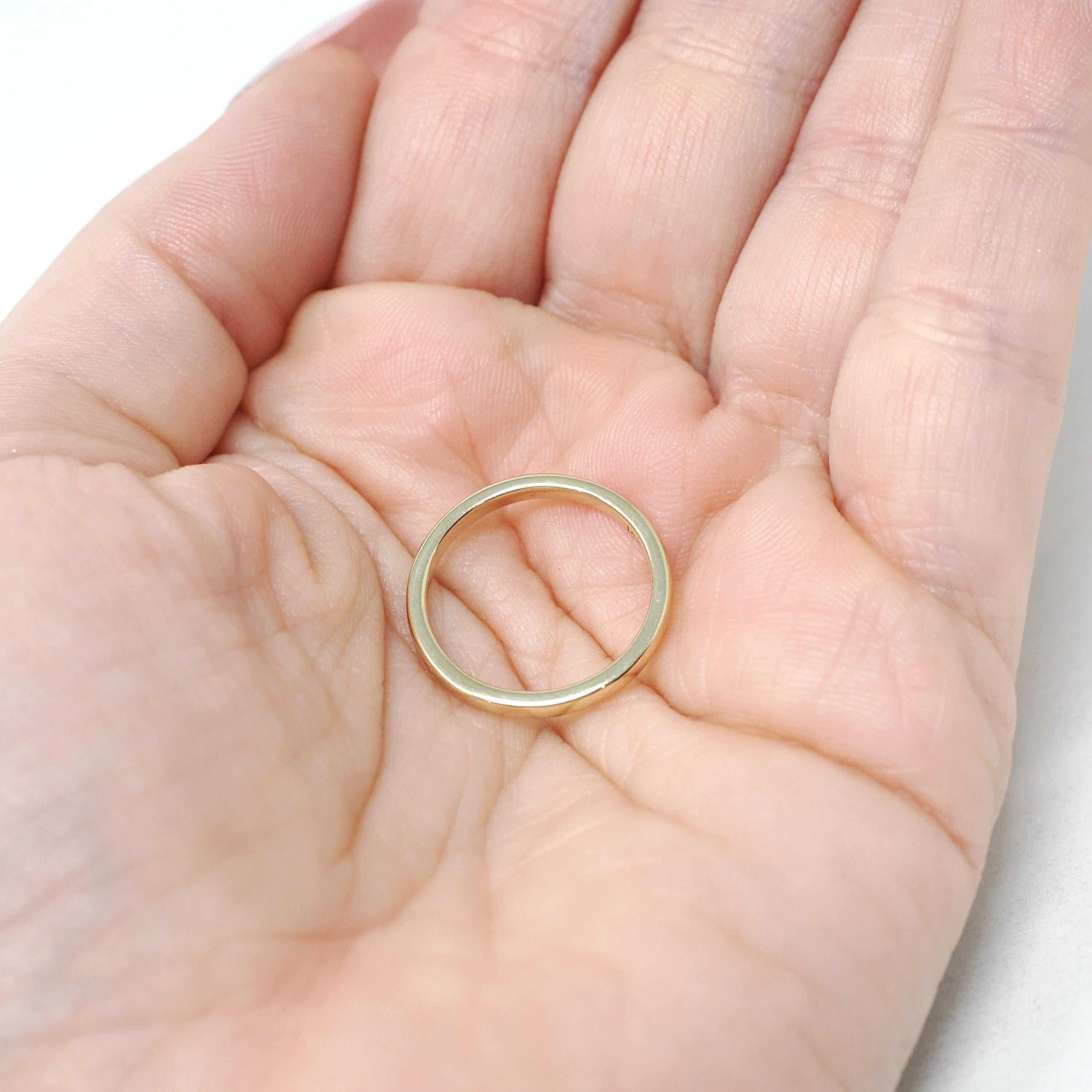 Vintage Wedding Band - Mid Century 14k Yellow Gold 2.0 MM Half Round Stacking Ring - Circa 1960s Era Size 5 1/4 Fine Signed Jabel Jewelry