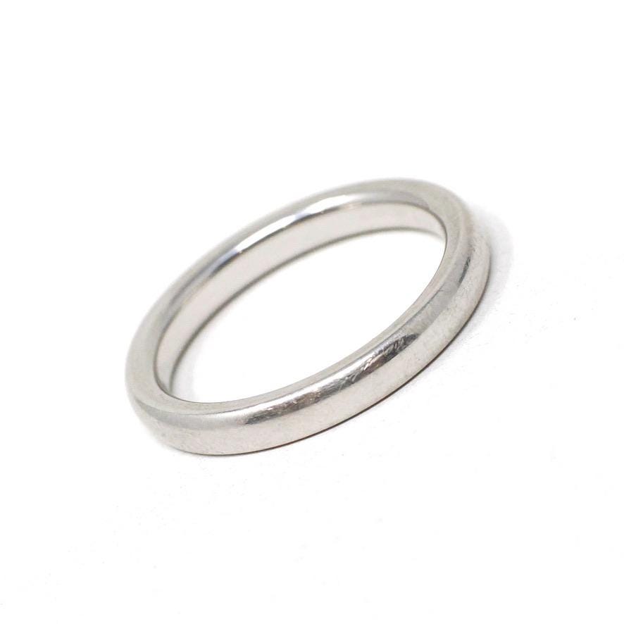 Estate Wedding Band - Modern 18k White Gold 2.5 MM Comfort Fit Ring - Circa 2000's Era Size 4 1/4 Stacking Fine Bridal Statement Jewelry