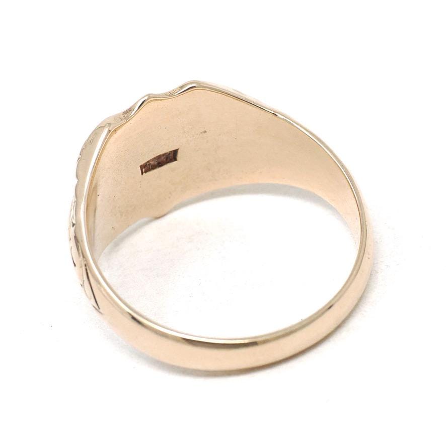 Antique Signet Ring - Edwardian Era 14k Yellow Gold Blank Shield Statement Men's Unisex Band - Vintage Circa 1900s Size 11 Fine Jewelry
