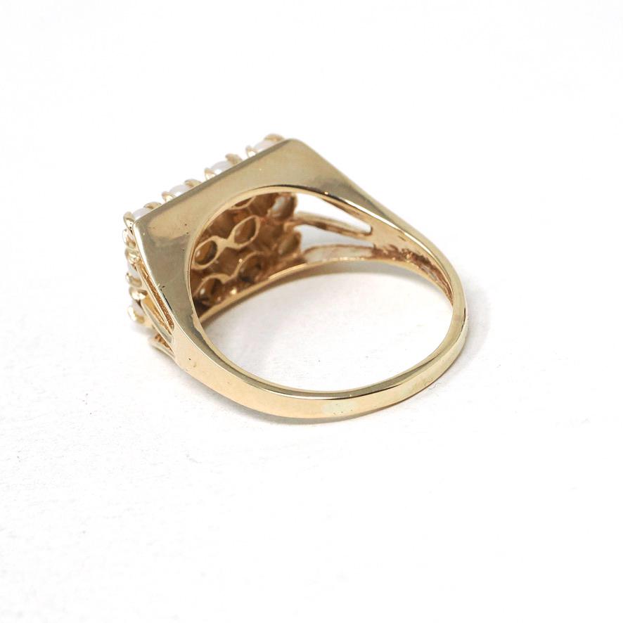 Vintage Pearl Cluster Ring - Retro 14k Yellow Gold Cultured Gems - Circa 1960s Statement Size 9 1/4 June Birthstone Egg Carton Fine Jewelry