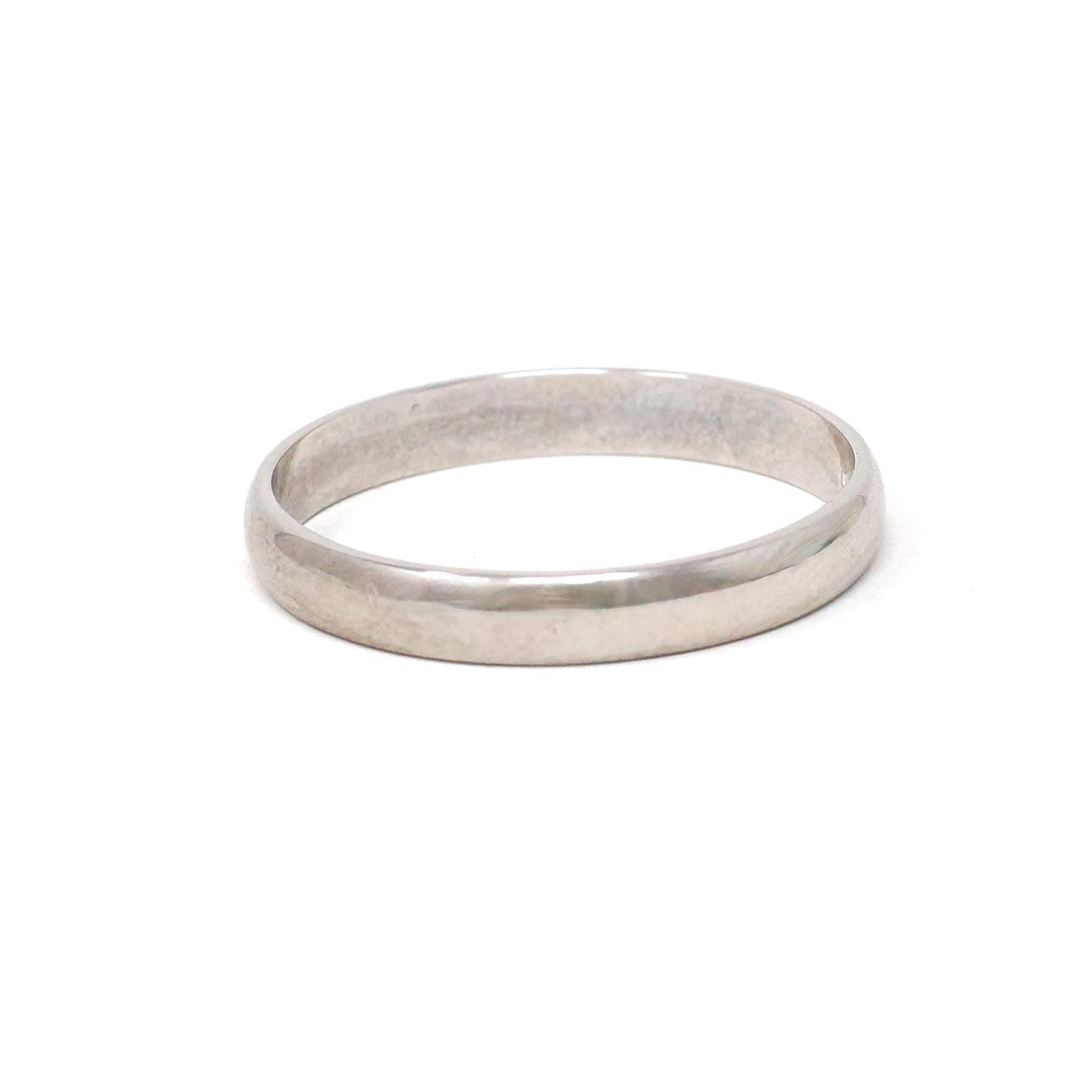 Mid Century Wedding Band - Vintage 14k White Gold Unadorned Ring - Circa 1950s Size 8 3/4 Stacking Statement Tessler & Weiss Fine Jewelry