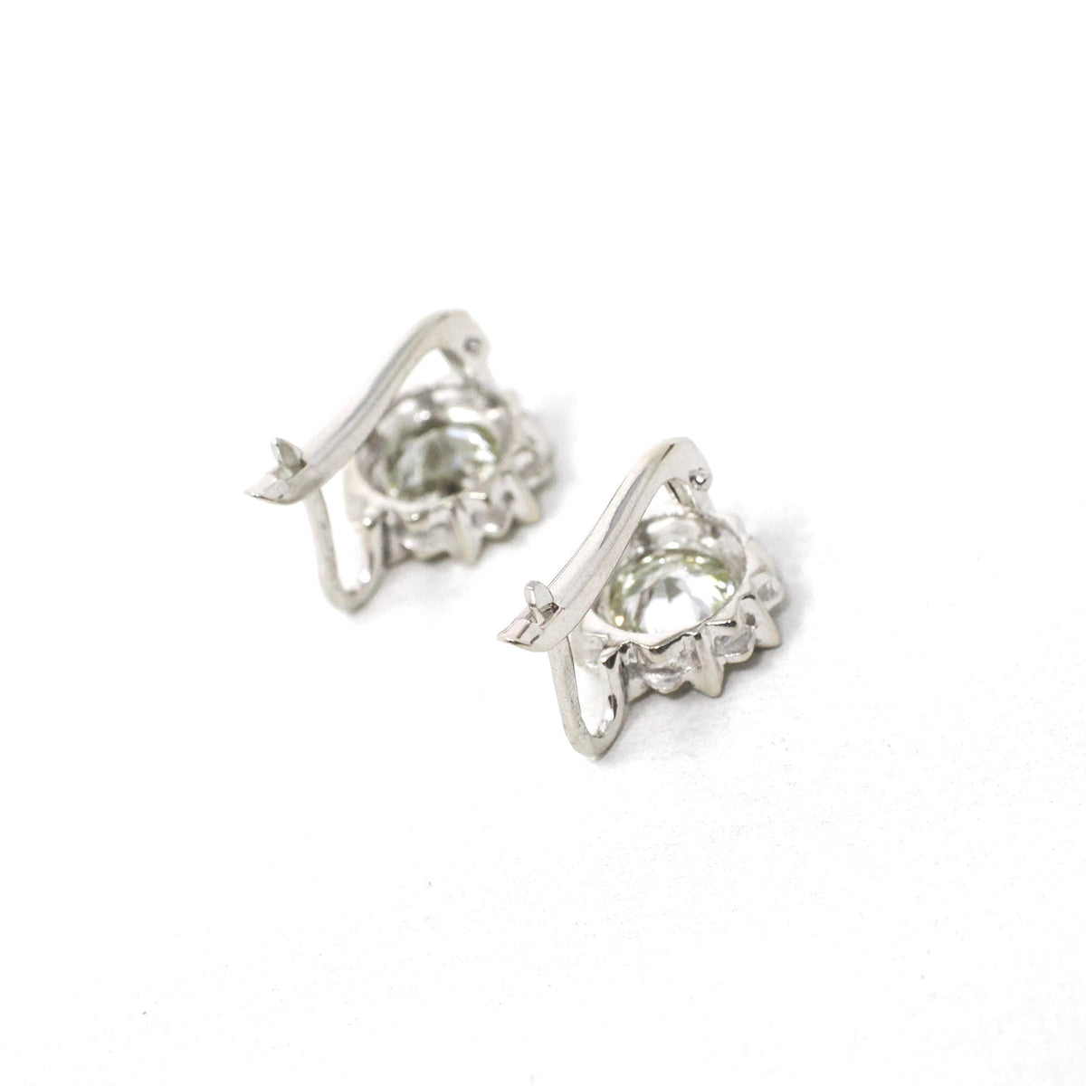 Diamond Sunflower Earrings - Modern 18k White Gold 2.04 CTW Natural Old Euro Cut Leverback - Circa 2000s Nature Inspired Floral Fine Jewelry
