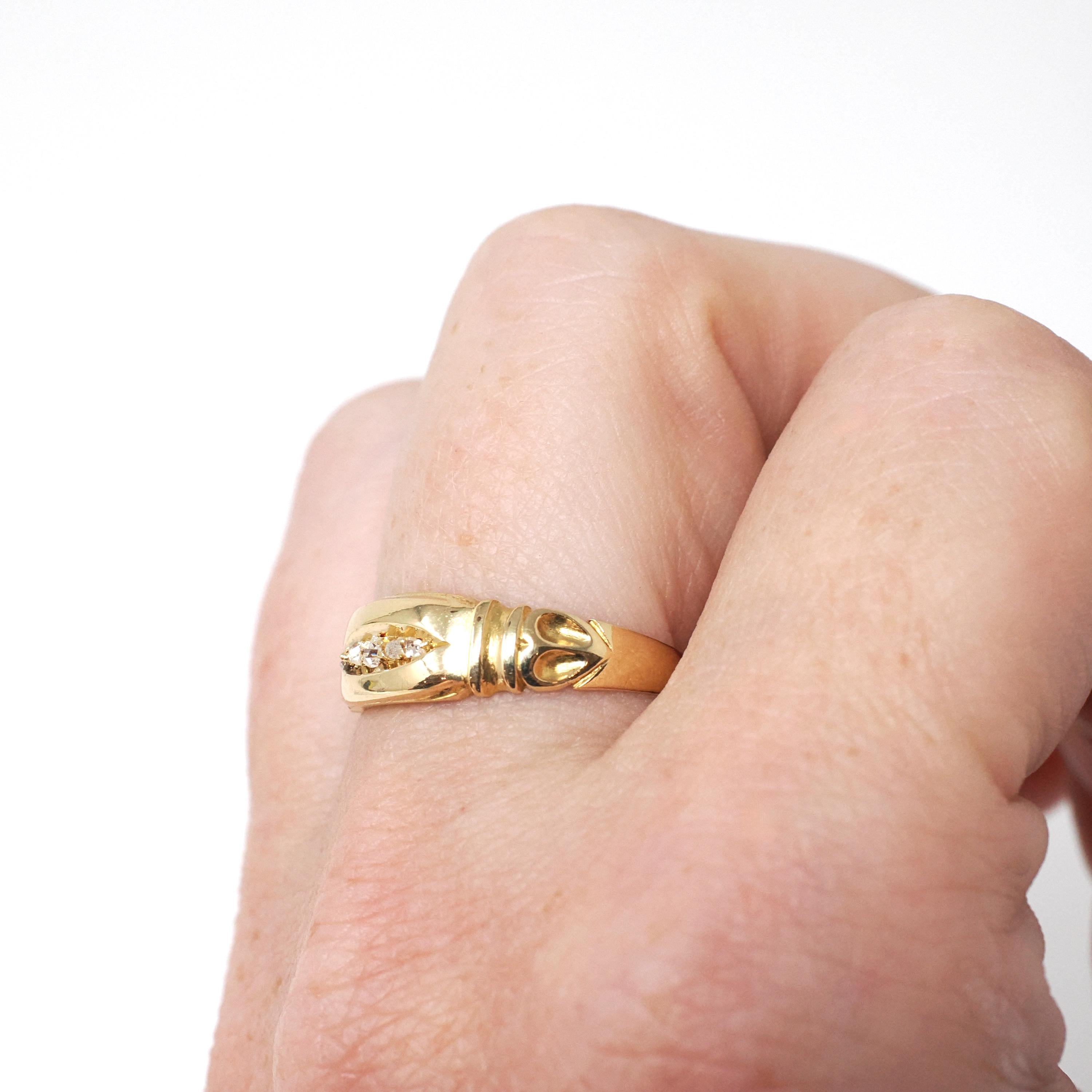 Antique Diamond Band - Victorian Era 18k Yellow Gold Natural Five Gemstone Ring - Hallmarked 1900 Size 6 1/2 Birmingham Fine Bridal Jewelry