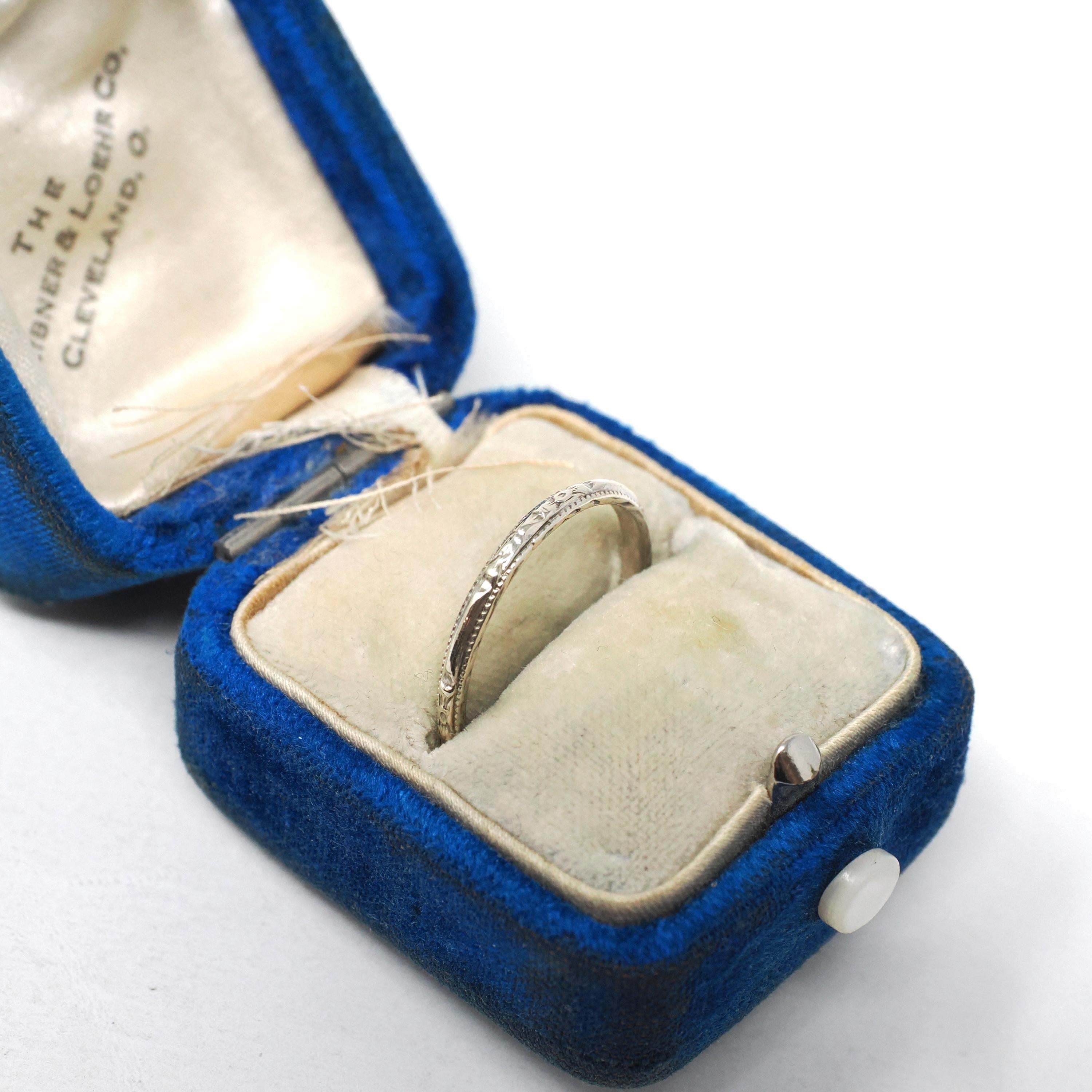 Vintage Bow Band - Art Deco Era Sterling Silver Milgrain 1.8mm Eternity Ring - Circa 1930s Size 6 1/2 Stacking Comfort Fit Fashion Jewelry