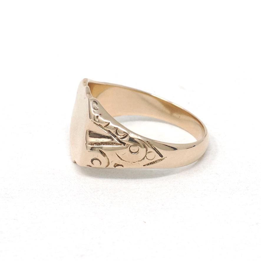 Antique Signet Ring - Edwardian Era 14k Yellow Gold Blank Shield Statement Men's Unisex Band - Vintage Circa 1900s Size 11 Fine Jewelry