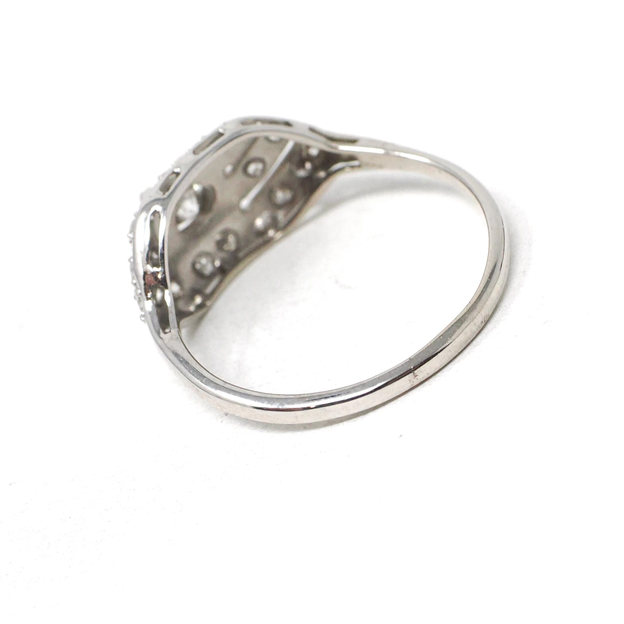 Mid Century Diamond Ring - Vintage 14k White Gold .48 CTW Princess Cluster Engagement - Circa 1950s Era Size 6 Fine Bridal Wedding Jewelry